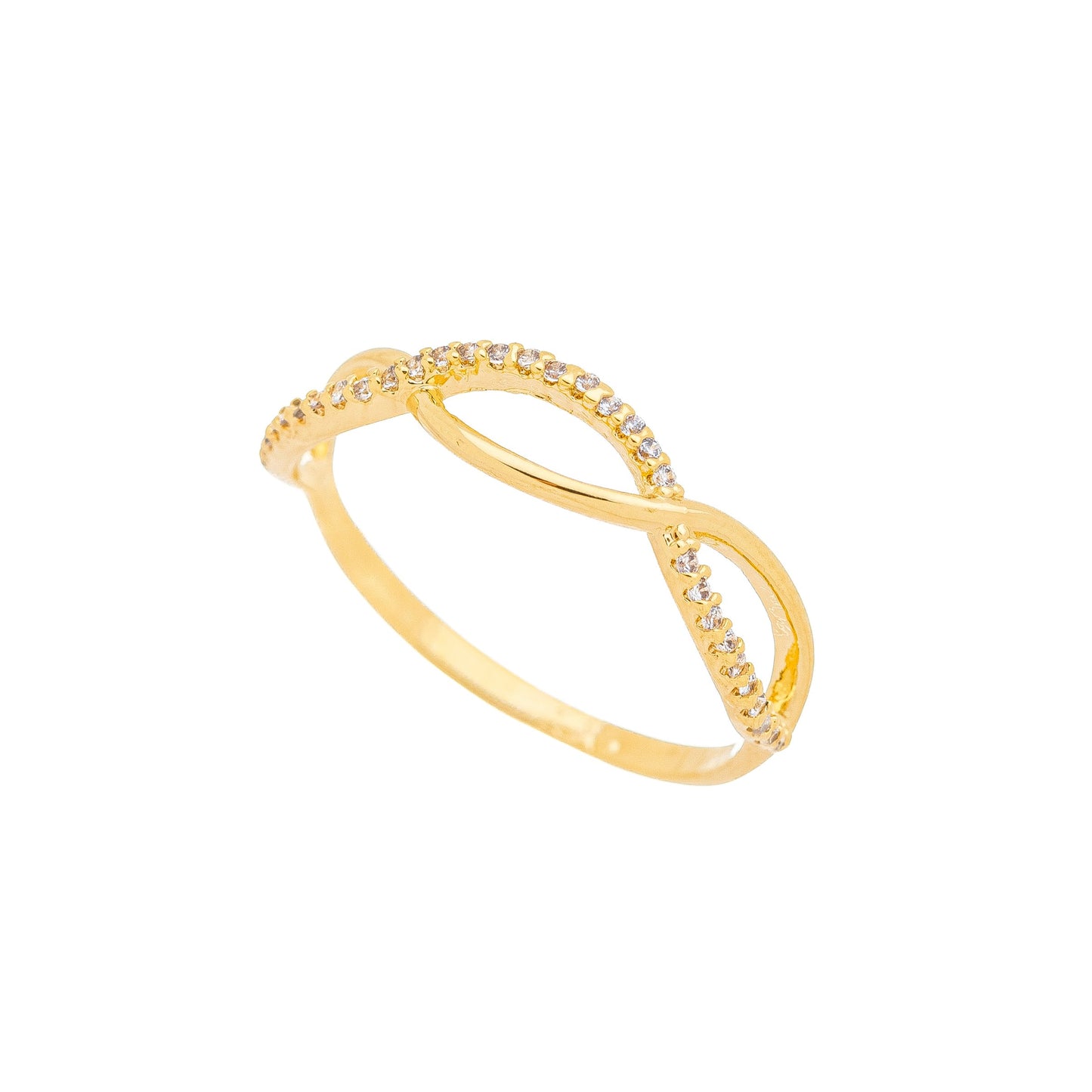 Anel com zircônias banhado a ouro 18k