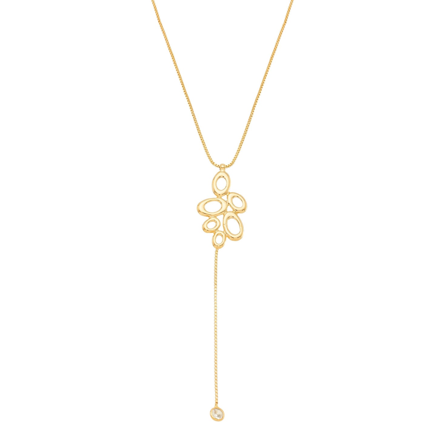 Gargantilha gravata de colmeia e zircônia banhada a ouro 18k - Biju & Cia.