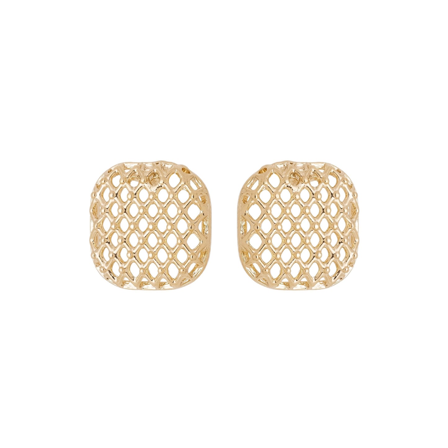 Brinco quadrado vazado banhado a ouro 18k - Biju & Cia.