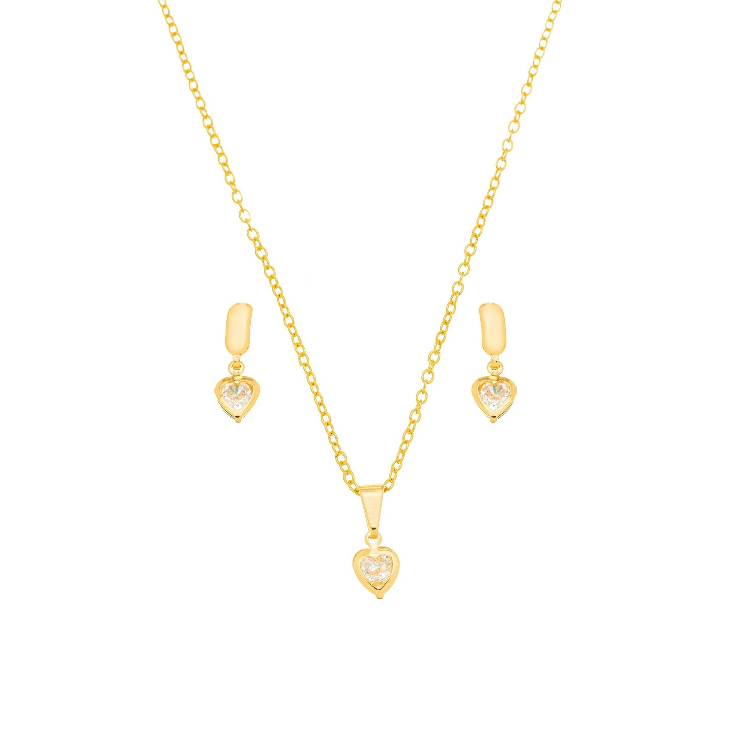 Conjunto coração banhado a ouro 18k - Biju & Cia.