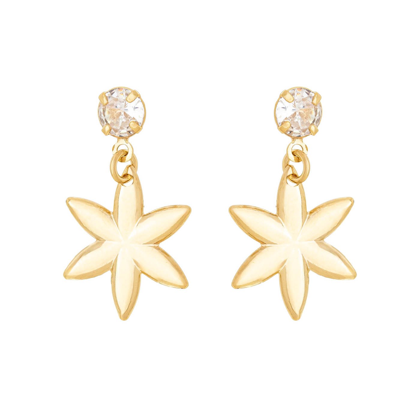 Brinco de flor com zircônia banhado a ouro 18k - Biju & Cia.