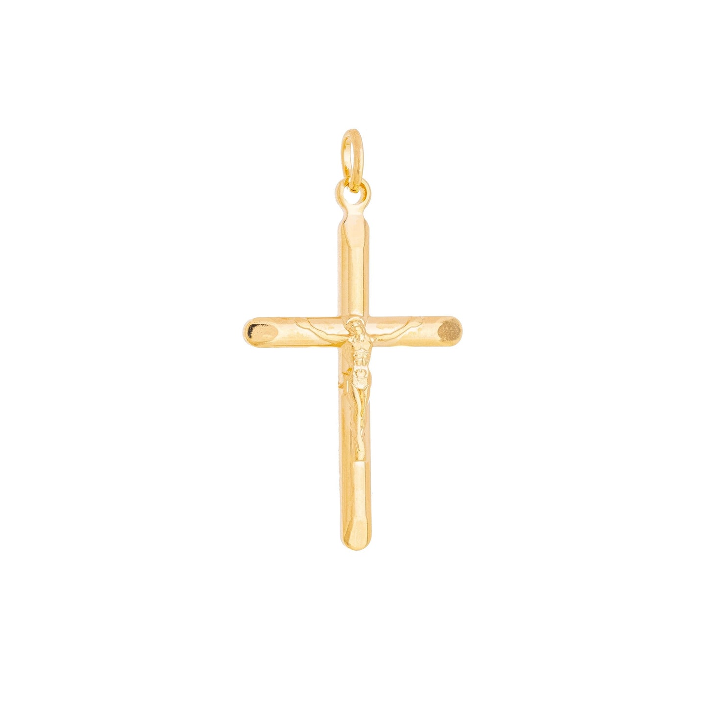 Pingente de cruz com Cristo banhado a ouro 18k - Biju & Cia.