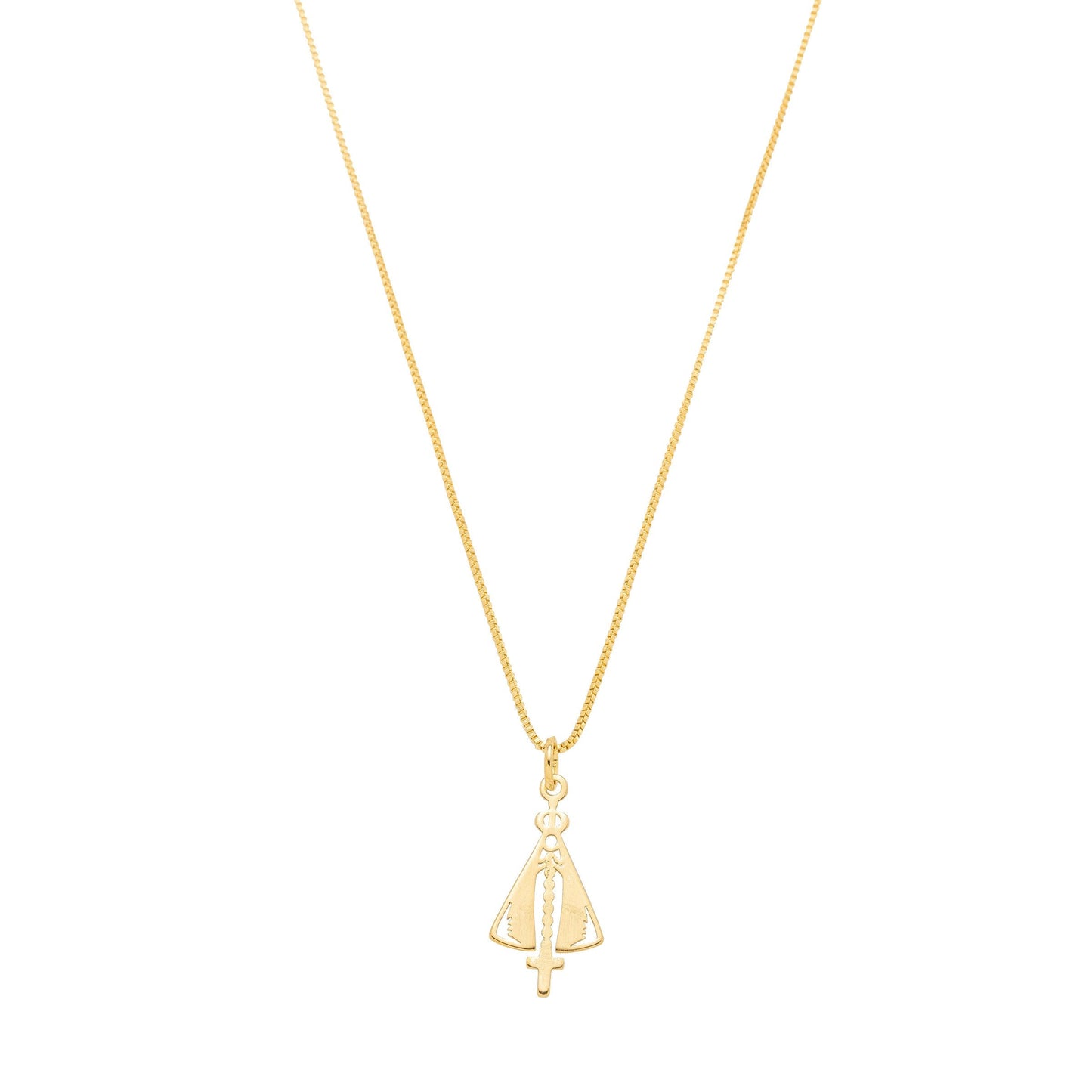 Gargantilha de Nossa Senhora de Aparecida banhada a ouro 18k - Biju & Cia.