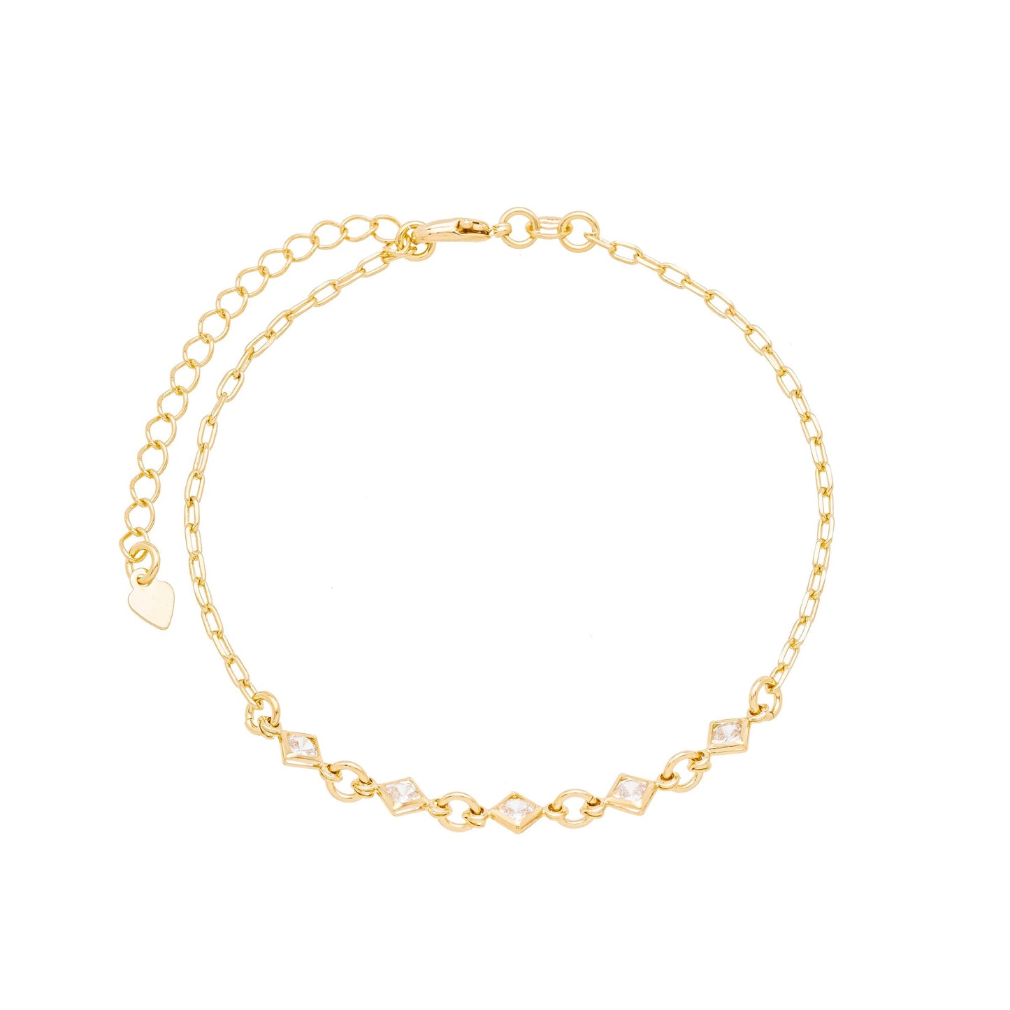 Pulseira losangos com zircônia banhada a ouro 18k - Biju & Cia.