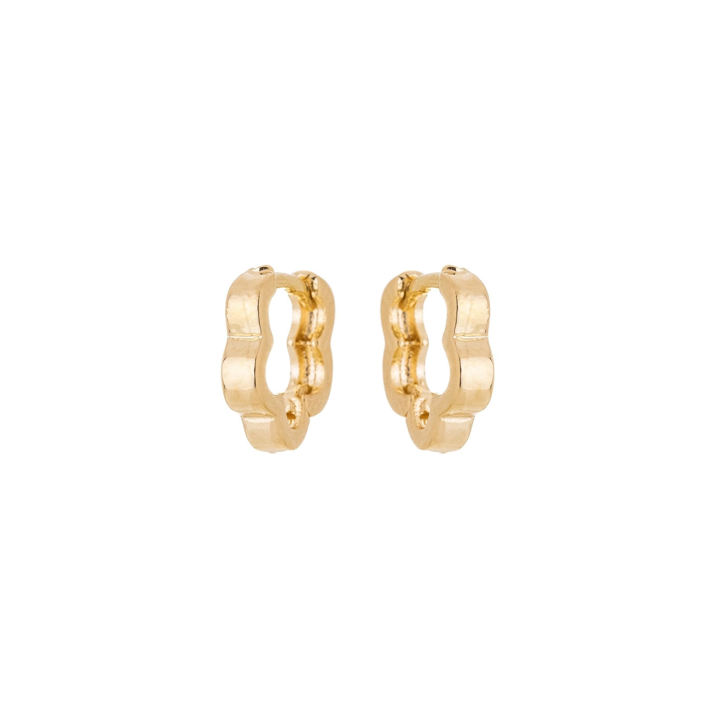 Brinco de argola articulada ondulada banhado a ouro 18k - Biju & Cia.