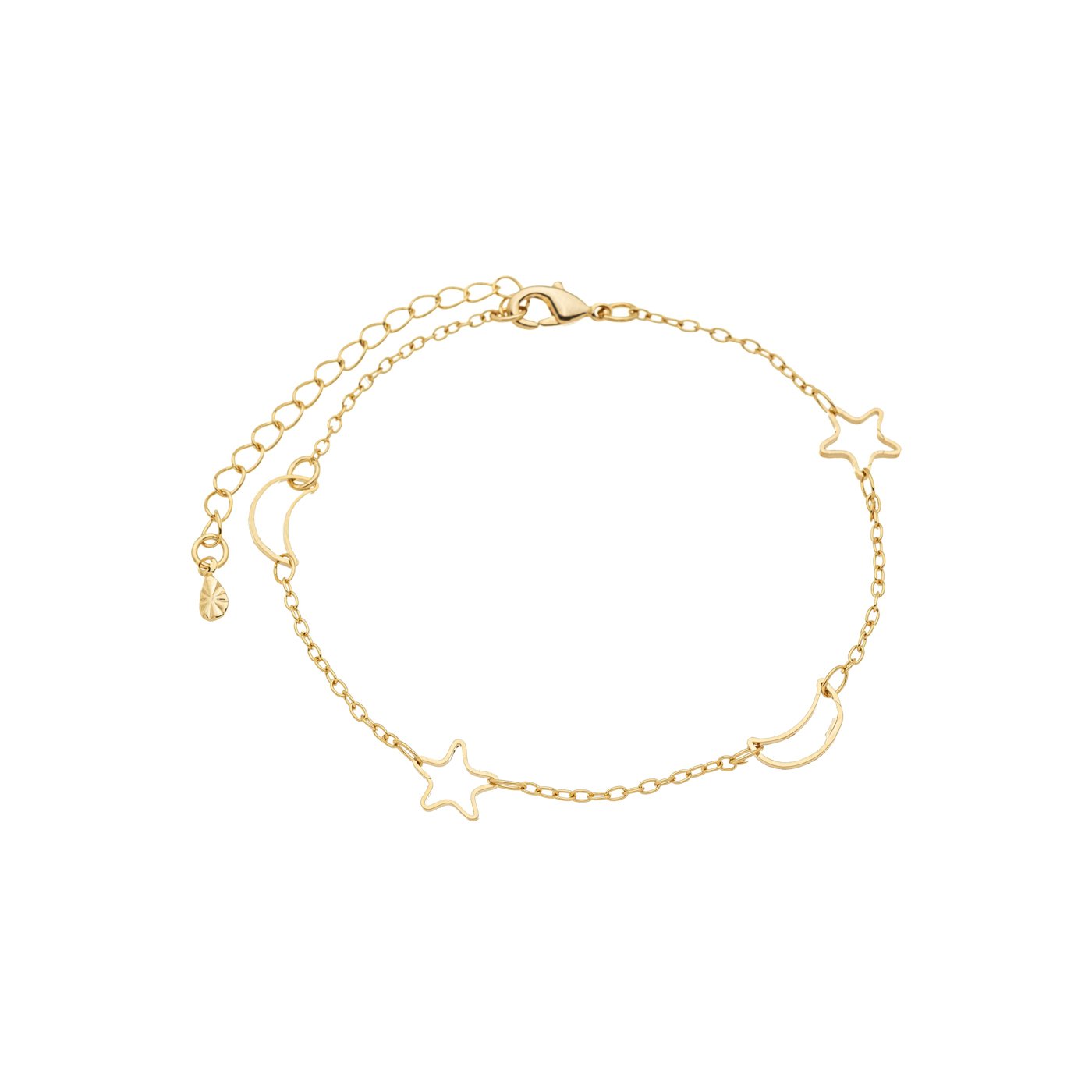 Pulseira com lua e estrelas banhada a ouro 18k - Biju & Cia.