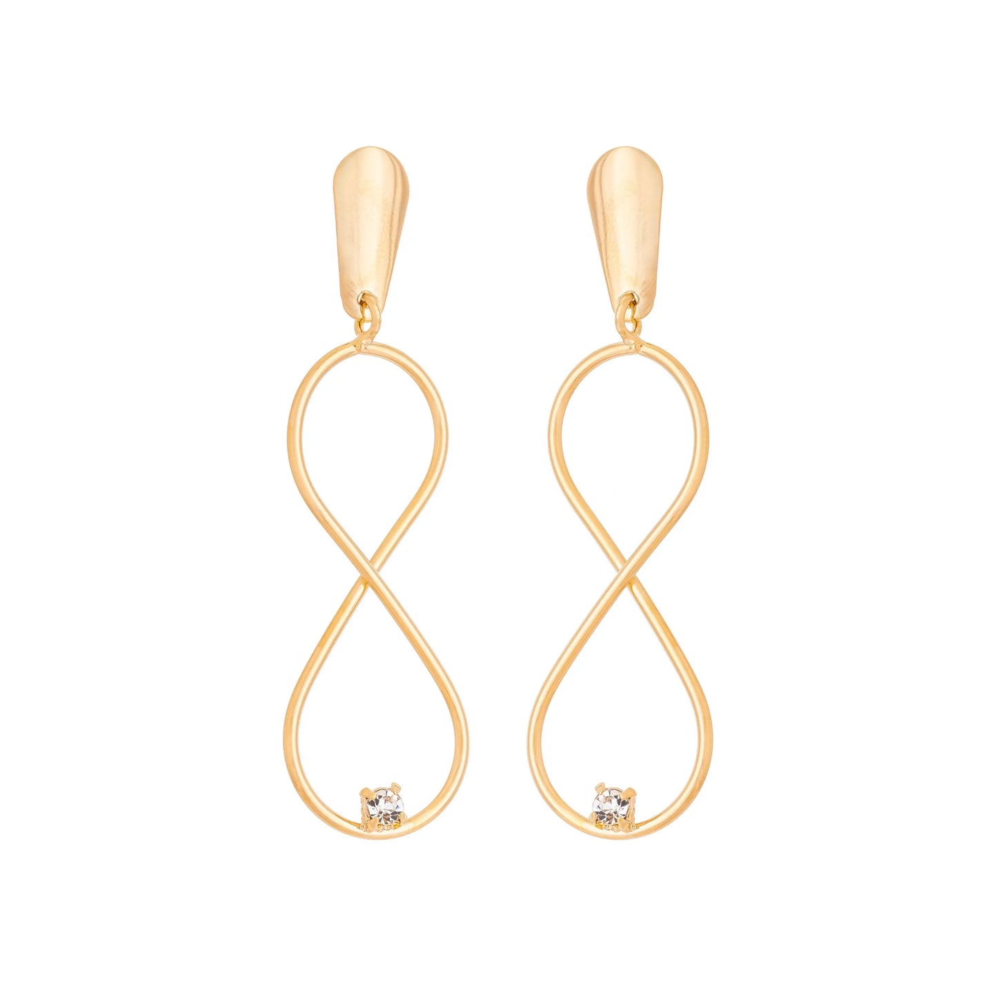 Brinco de infinito com pedra banhado a ouro 18k - Biju & Cia.