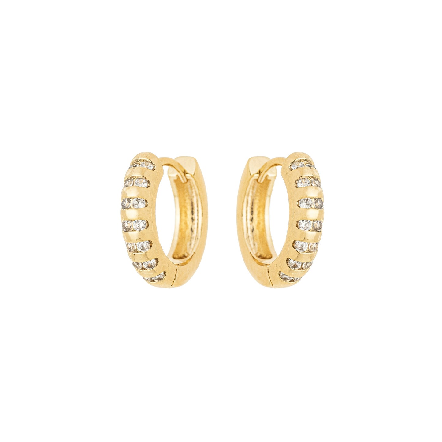 Argola articulada com zircônias banhada a ouro 18k