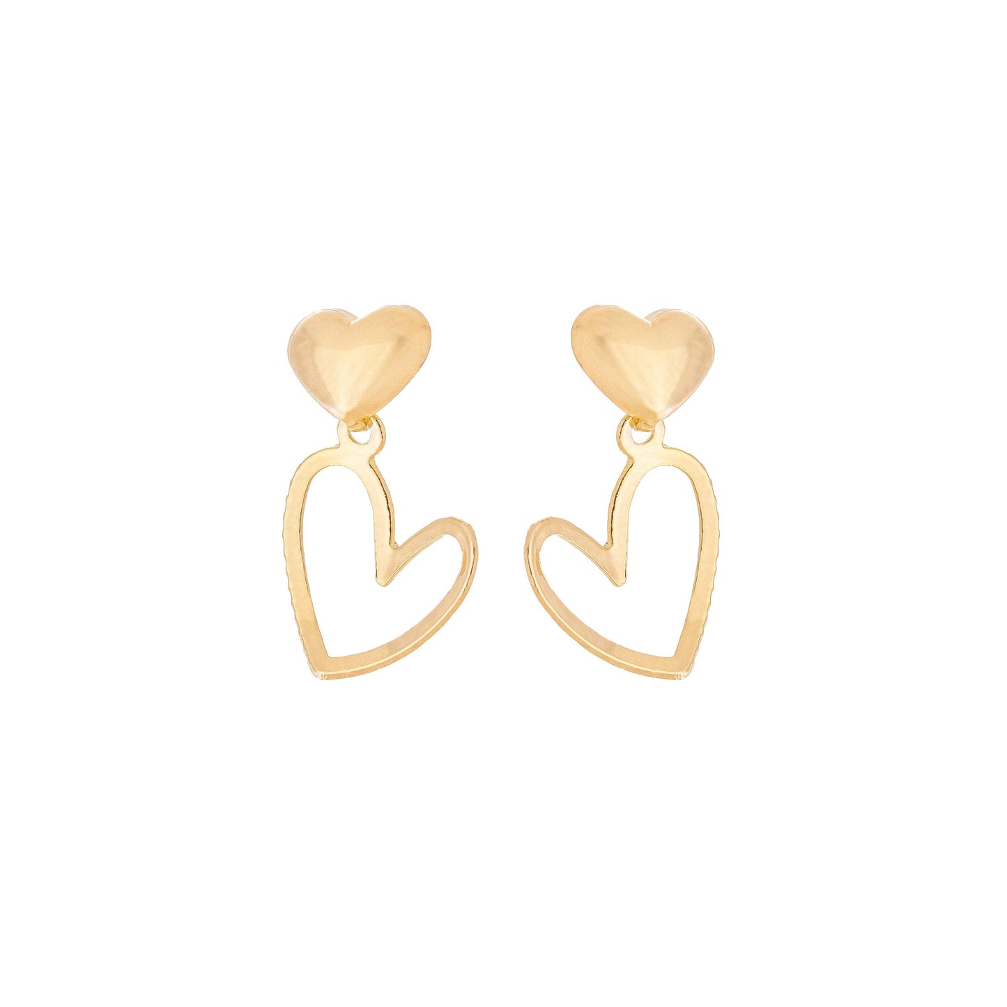 Brinco de coração pendurado banhado a ouro 18k - Biju & Cia.