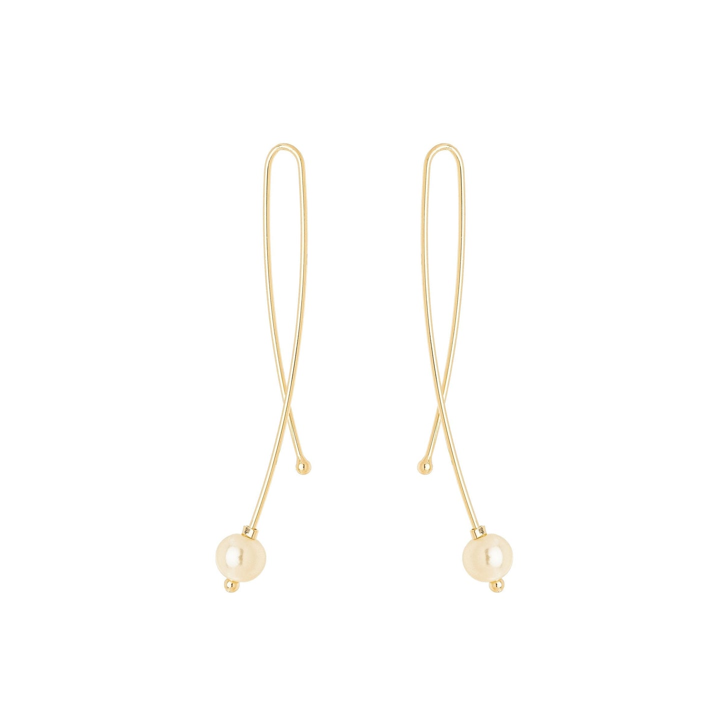 Brinco de fio com pérola banhado a ouro 18k - Biju & Cia.