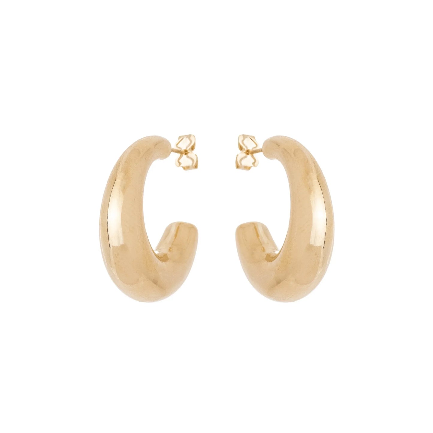 Brinco de argola de tubo média lisa banhado a ouro 18k - Biju & Cia.