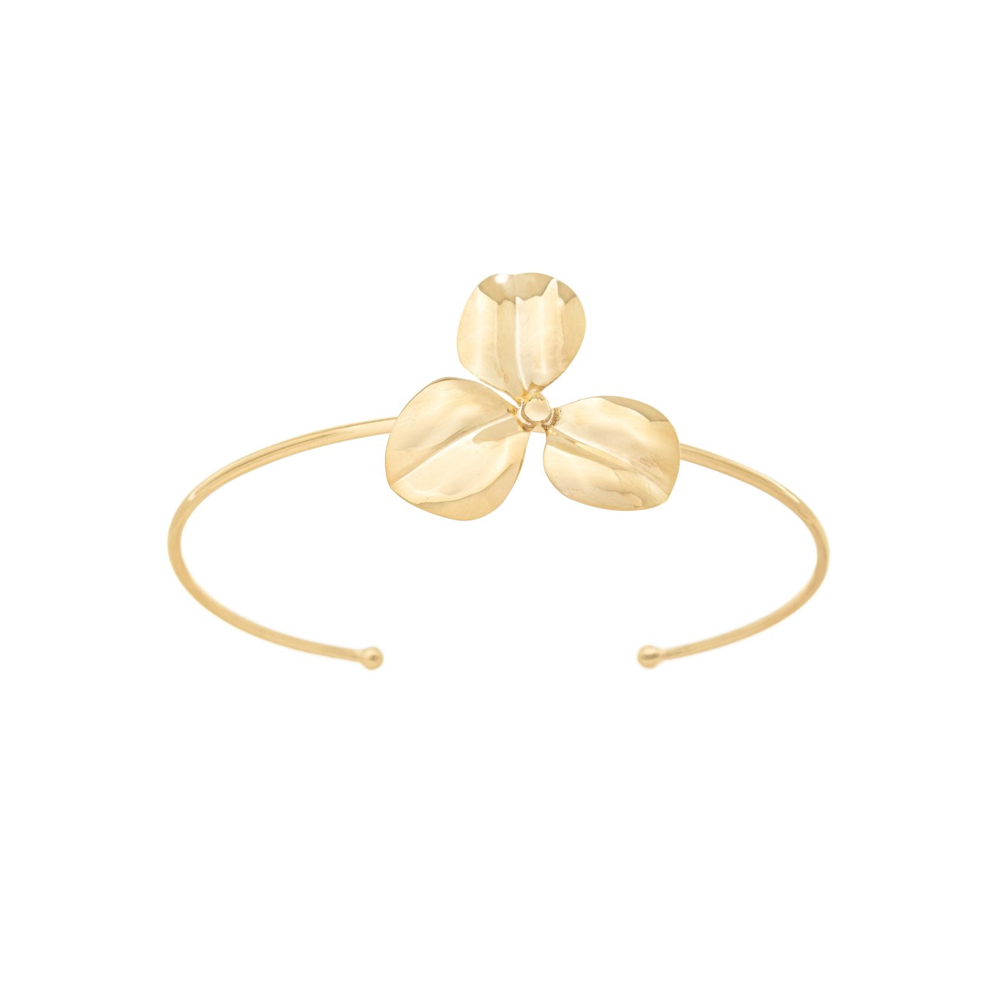 Bracelete flor 3 pétalas banhado a ouro 18k - Biju & Cia.