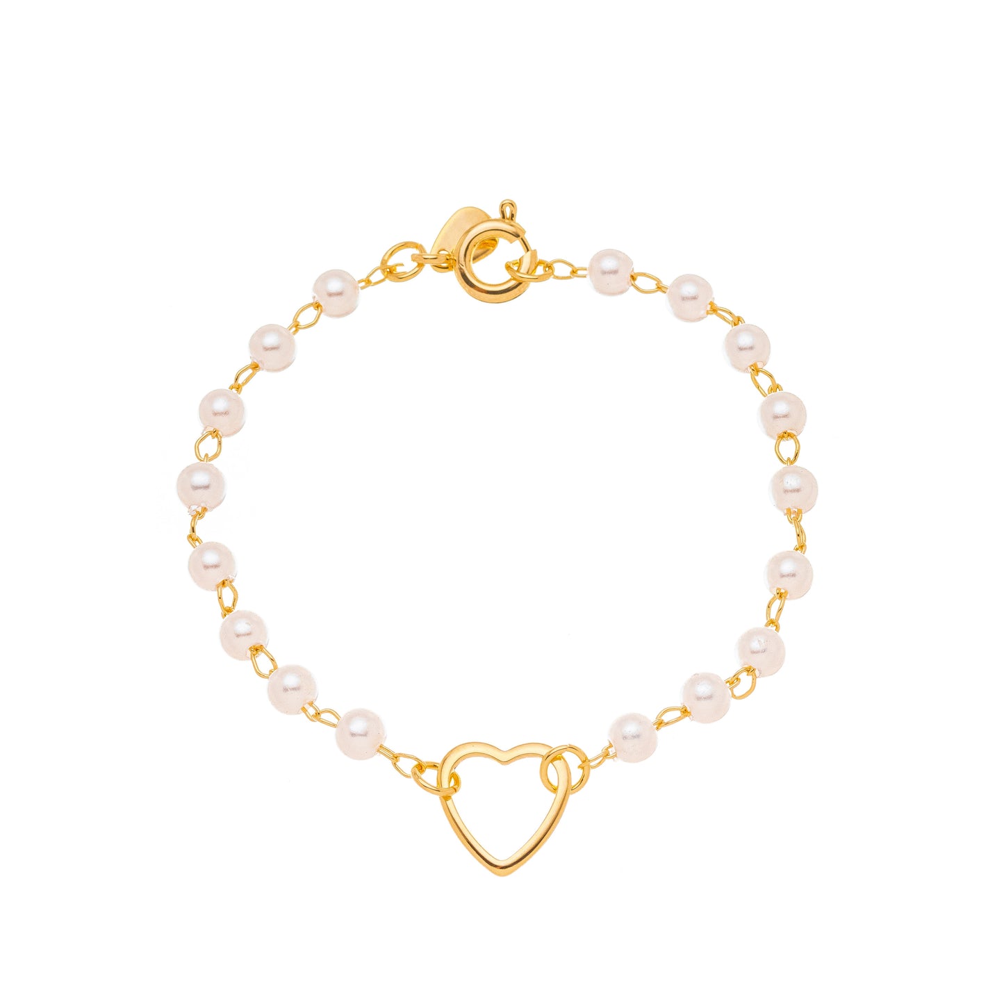 Pulseira infantil pérolas banhada a ouro 18k
