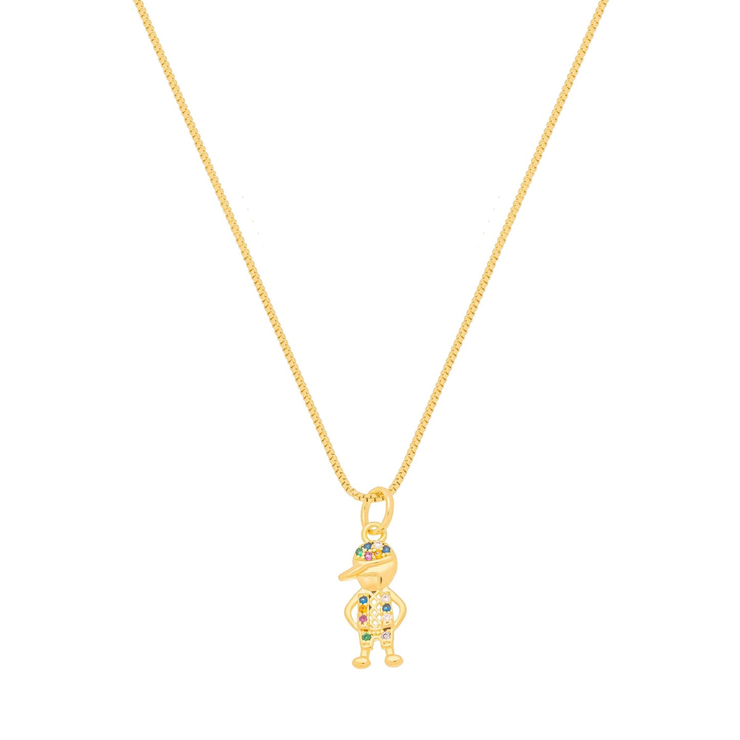 Gargantilha menino com zircônias coloridas banhada a ouro 18k - Biju & Cia.