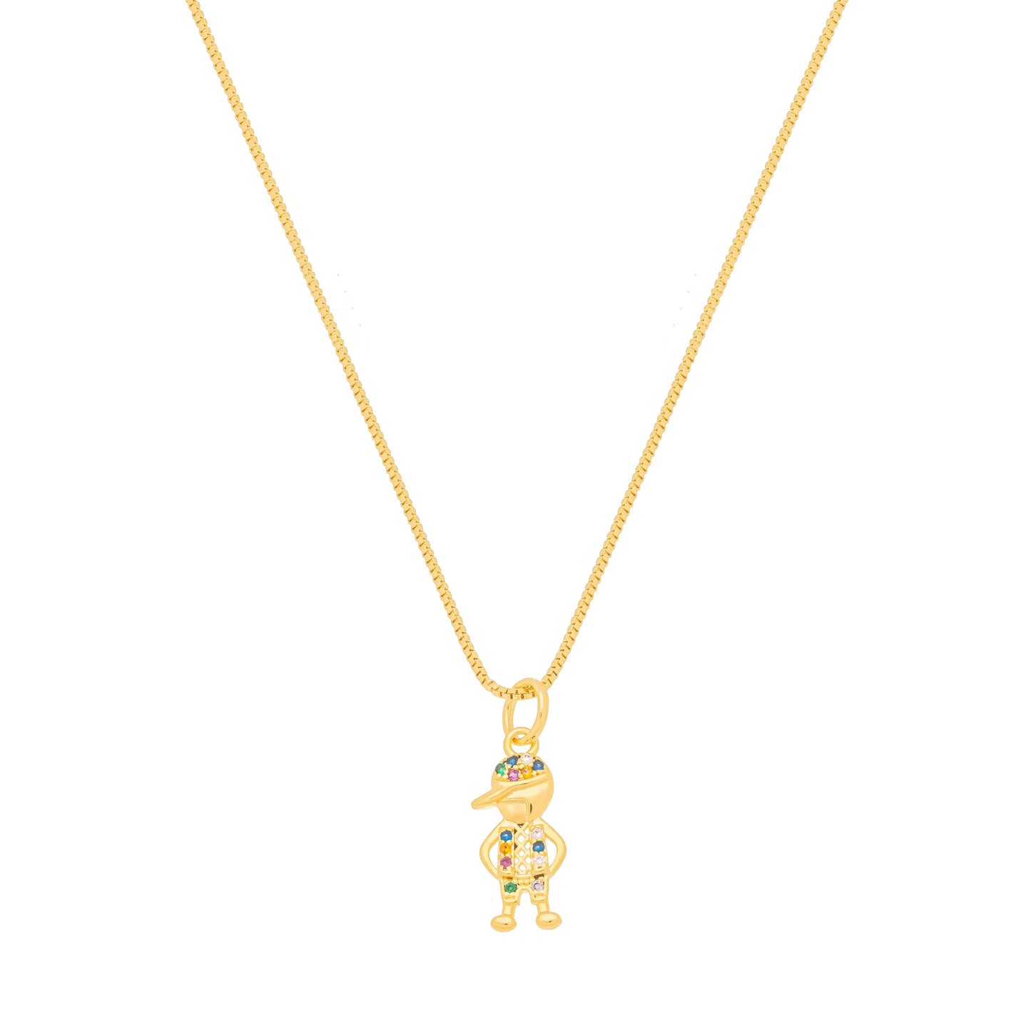 Gargantilha menino com zircônias coloridas banhada a ouro 18k - Biju & Cia.