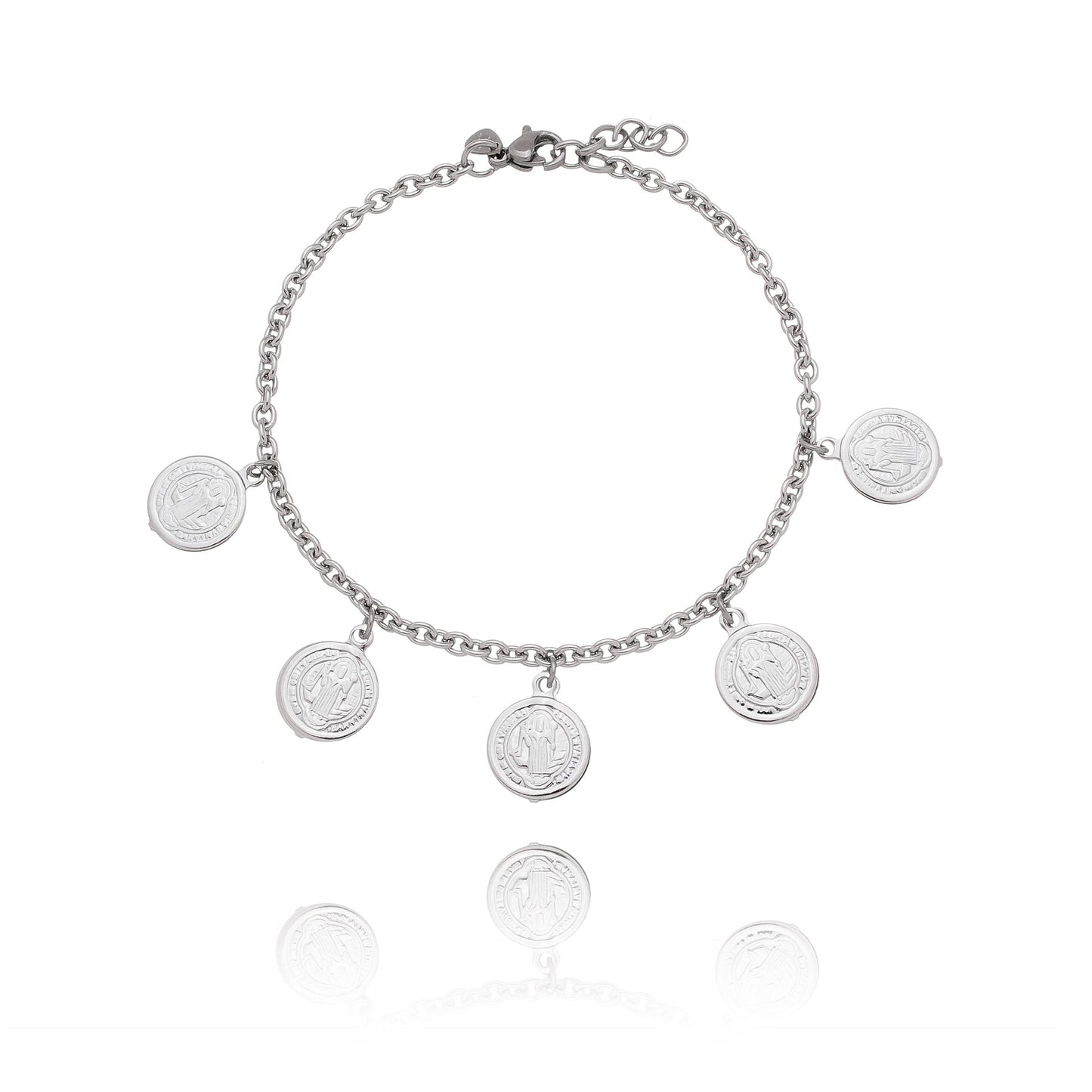 Pulseira com medalha são bento em aço inox