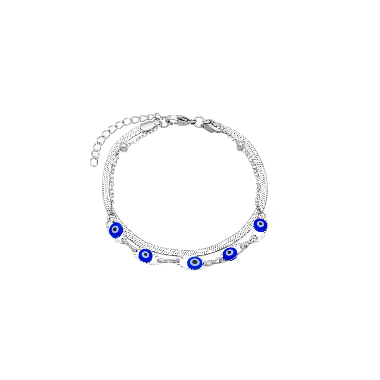 Pulseira fita e olho grego em aço inox