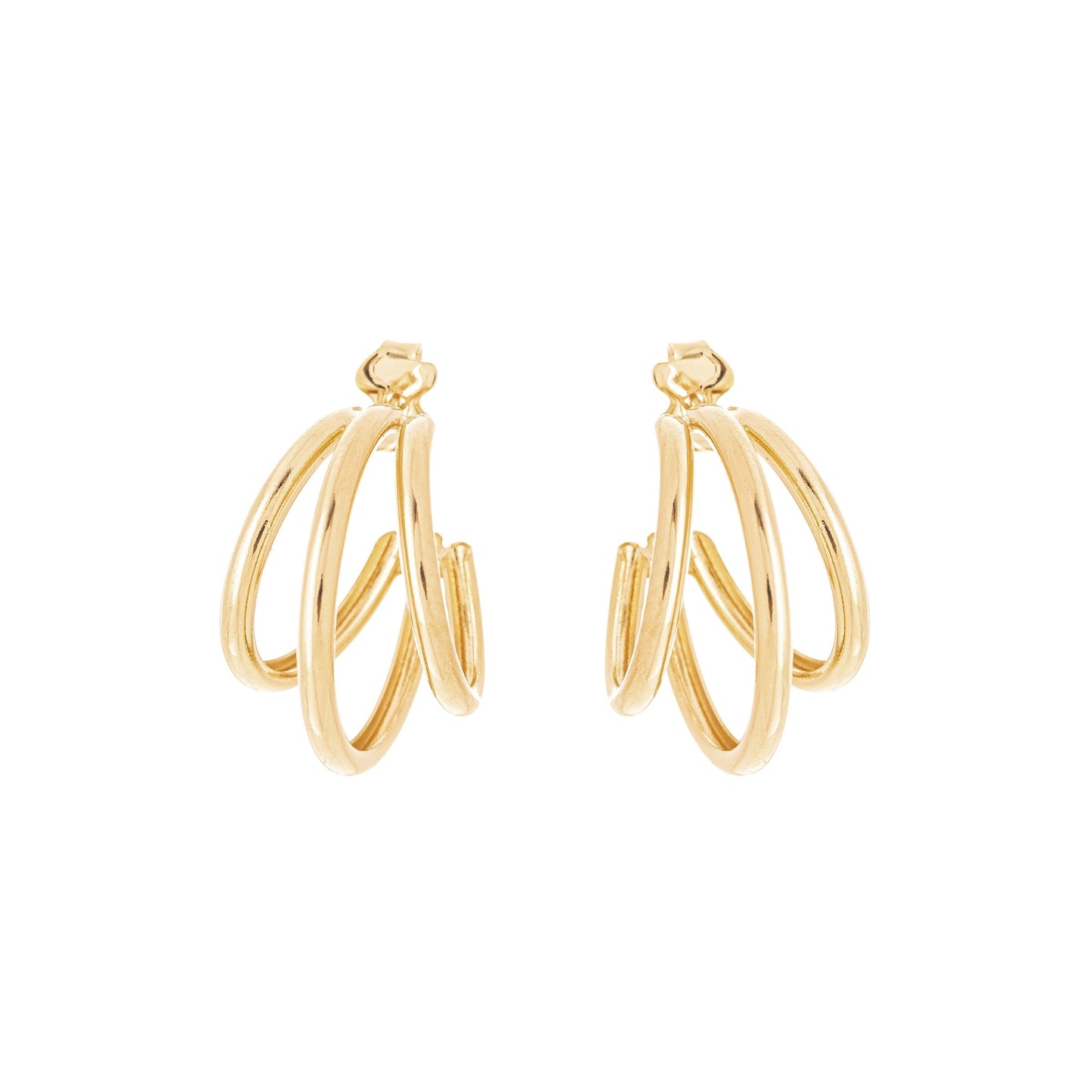 Brinco de argola de 3 fios banhado a ouro 18k - Biju & Cia.