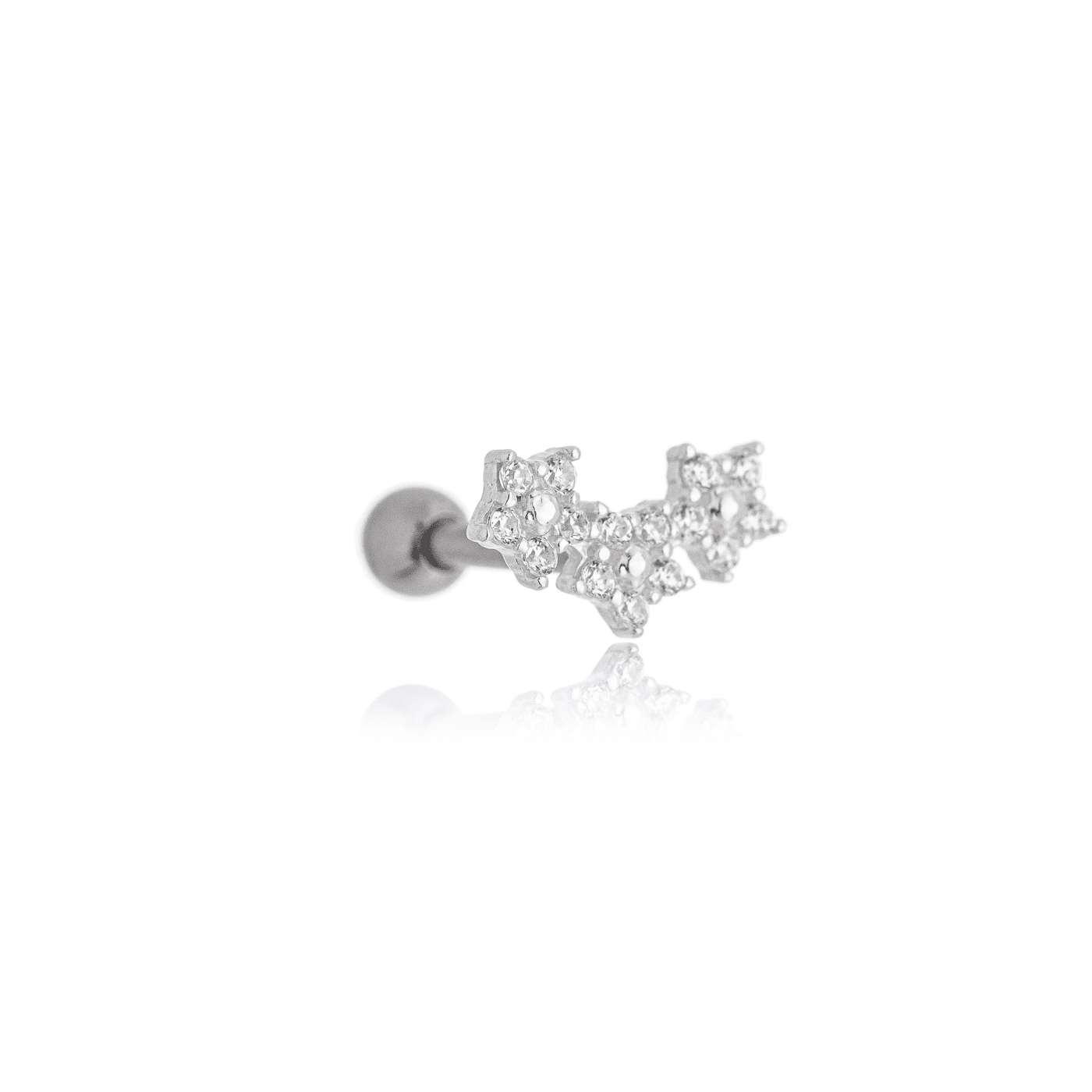 Piercing florzinhas com zircônias em prata 925 - Biju & Cia.