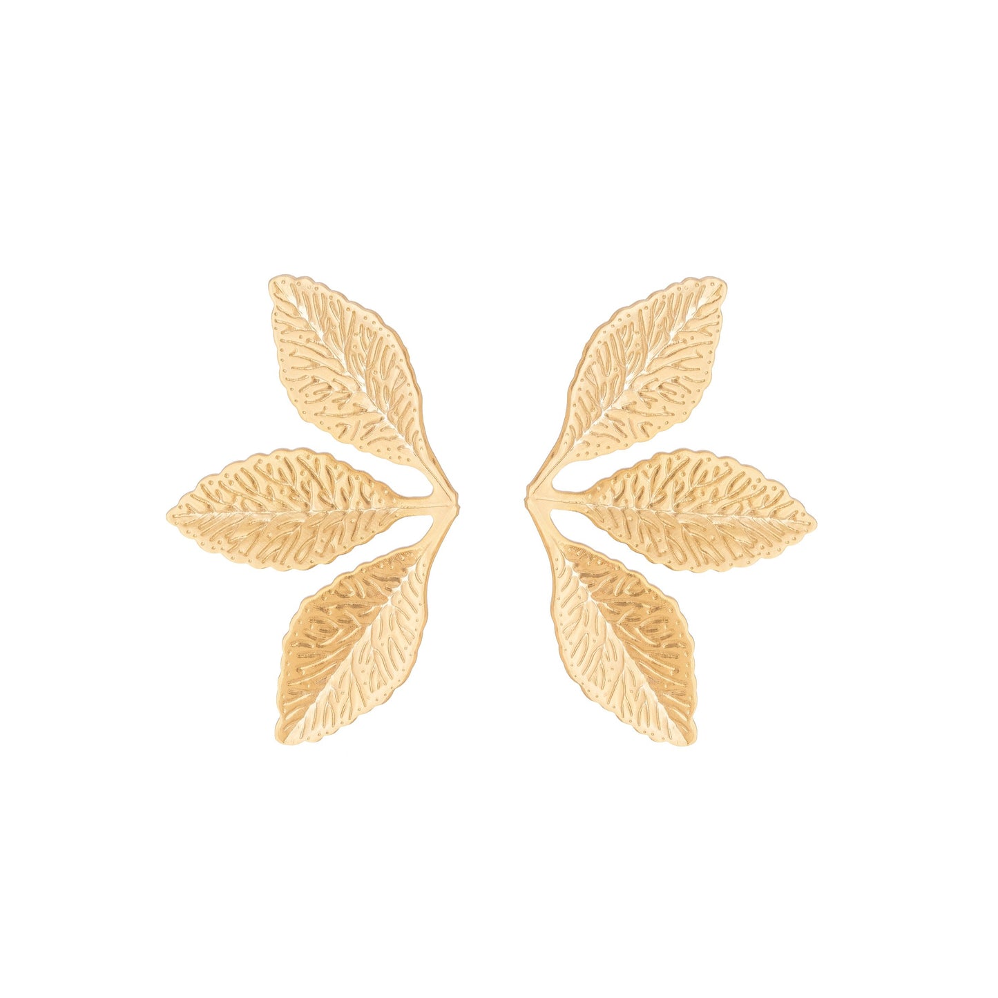 Brinco folhas banhado a ouro 18k