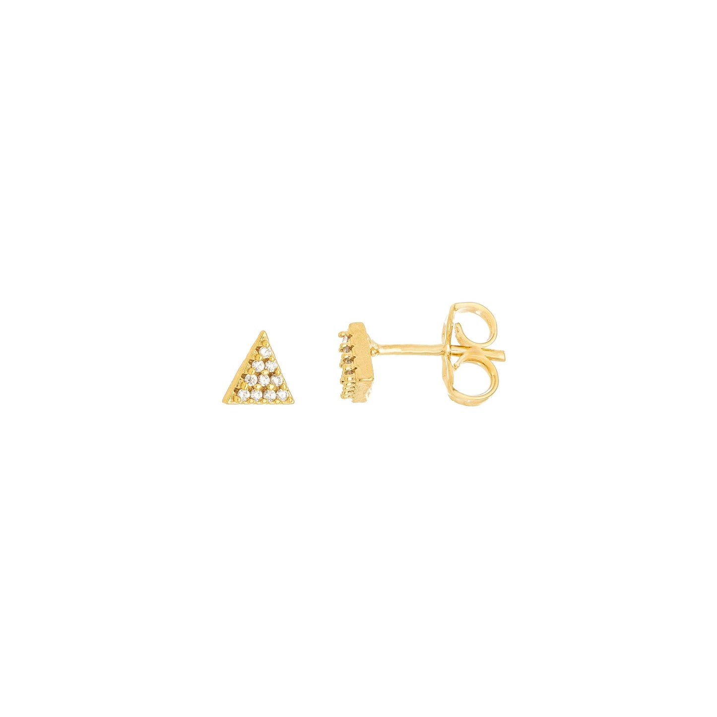 Brinco de triângulo com zircônias banhado a ouro 18k - Biju & Cia.