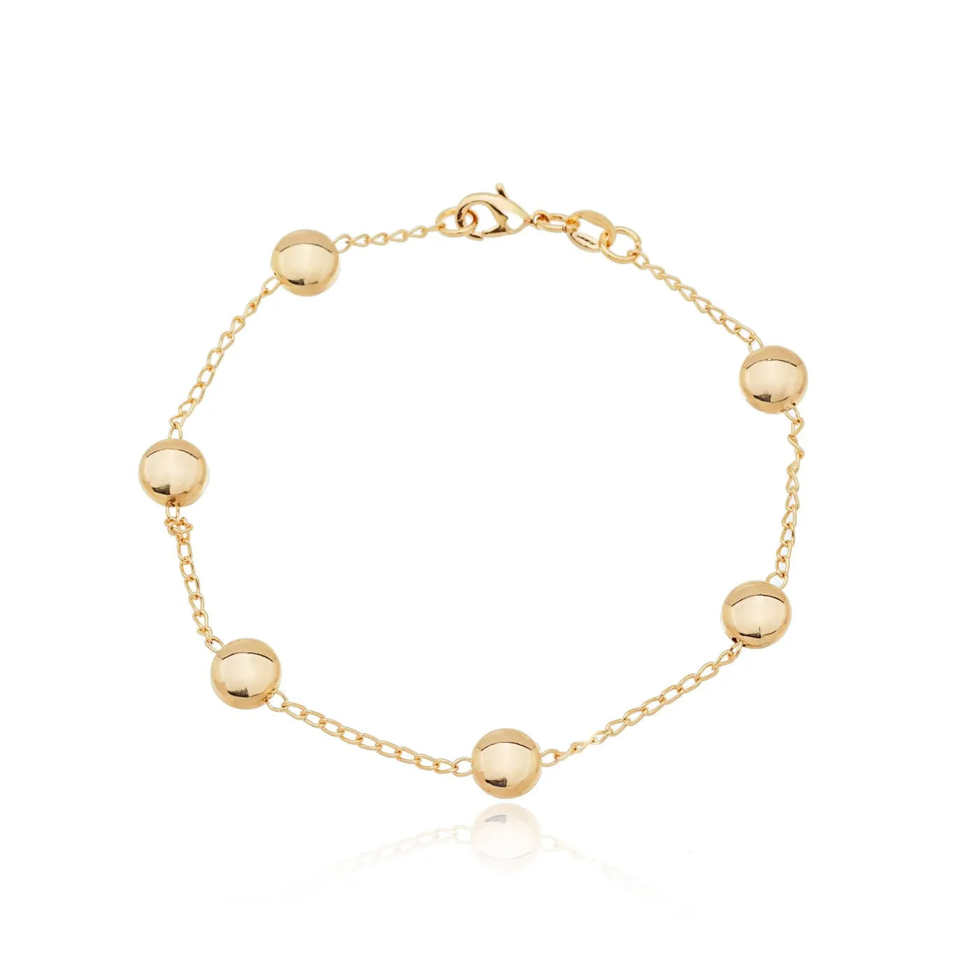 Pulseira com bolas achatadas banhada a ouro 18k - Biju & Cia.