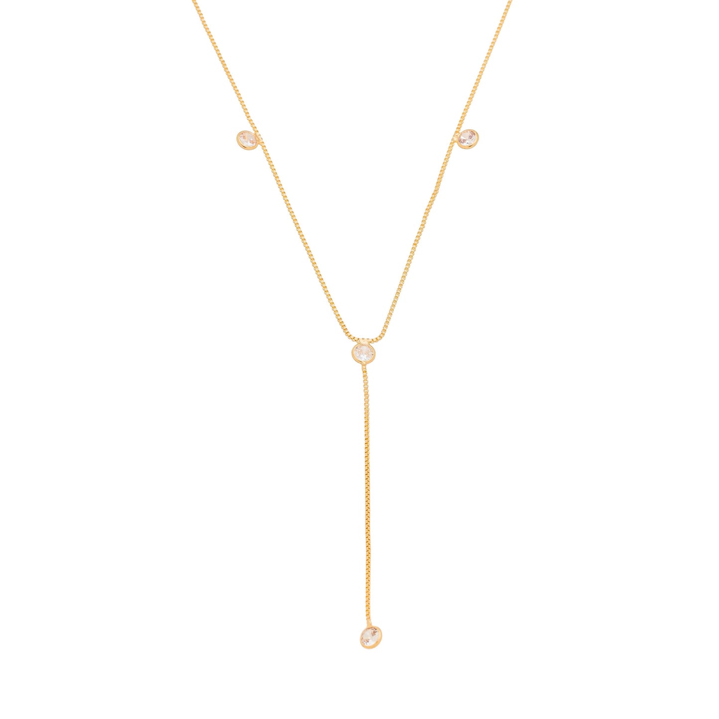 Gargantilha gravata com zircônias banhada a ouro 18k - Biju & Cia.