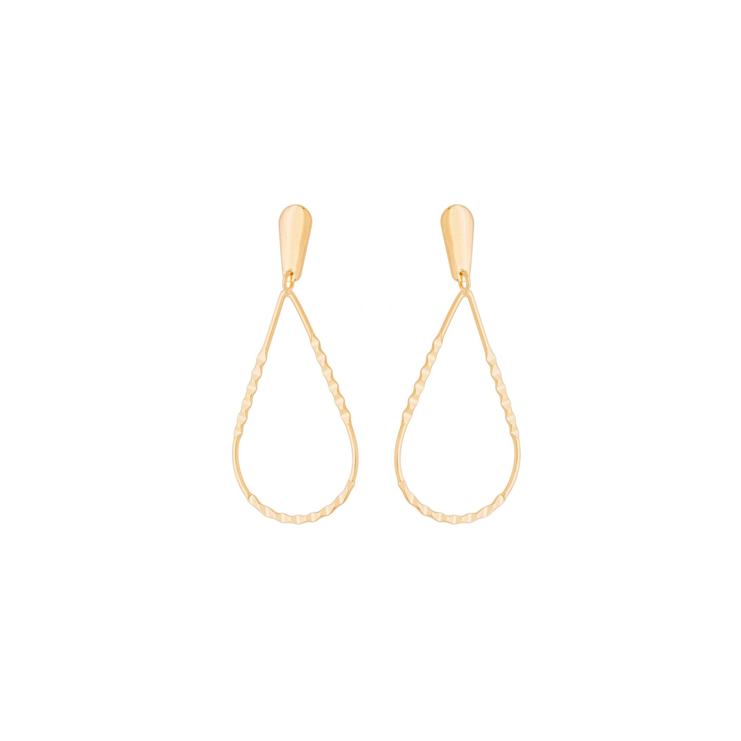 Brinco de fio em formato de gota banhado a ouro 18k