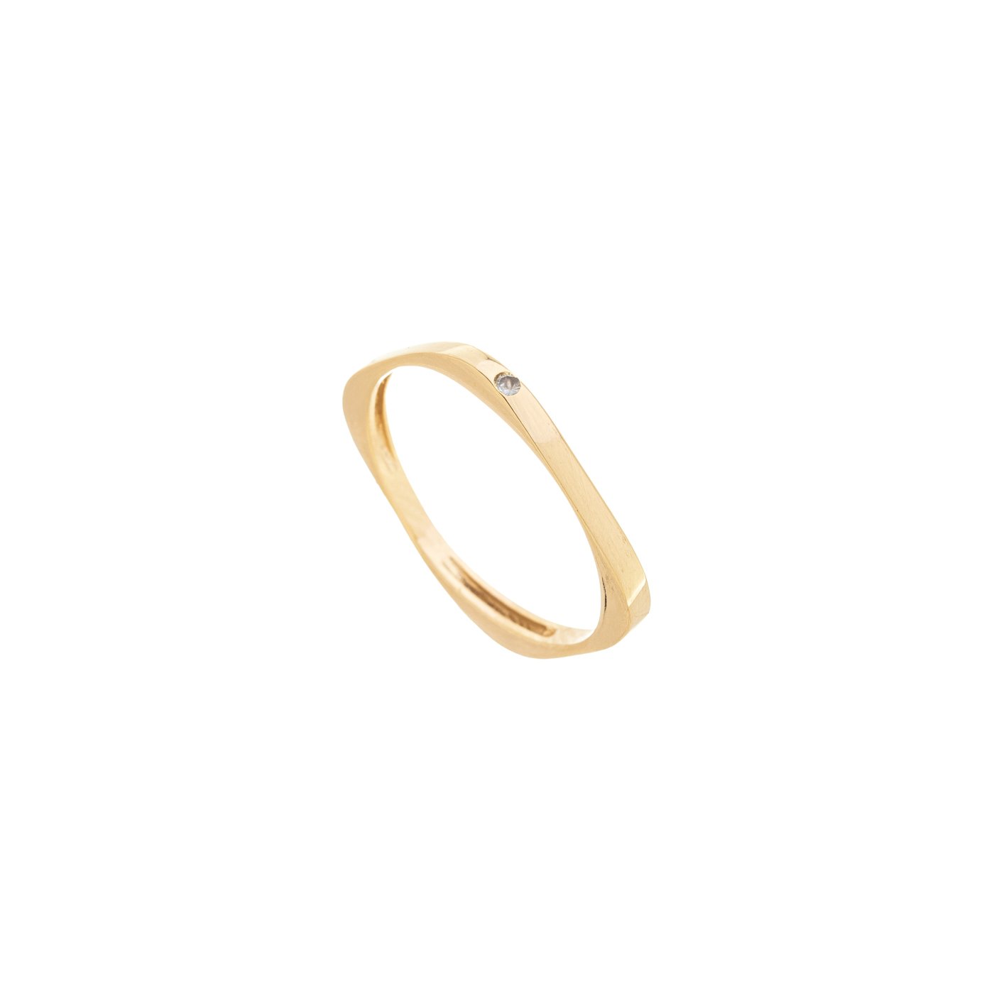Anel quadrado com zircônias banhado a ouro 18k - Biju & Cia.