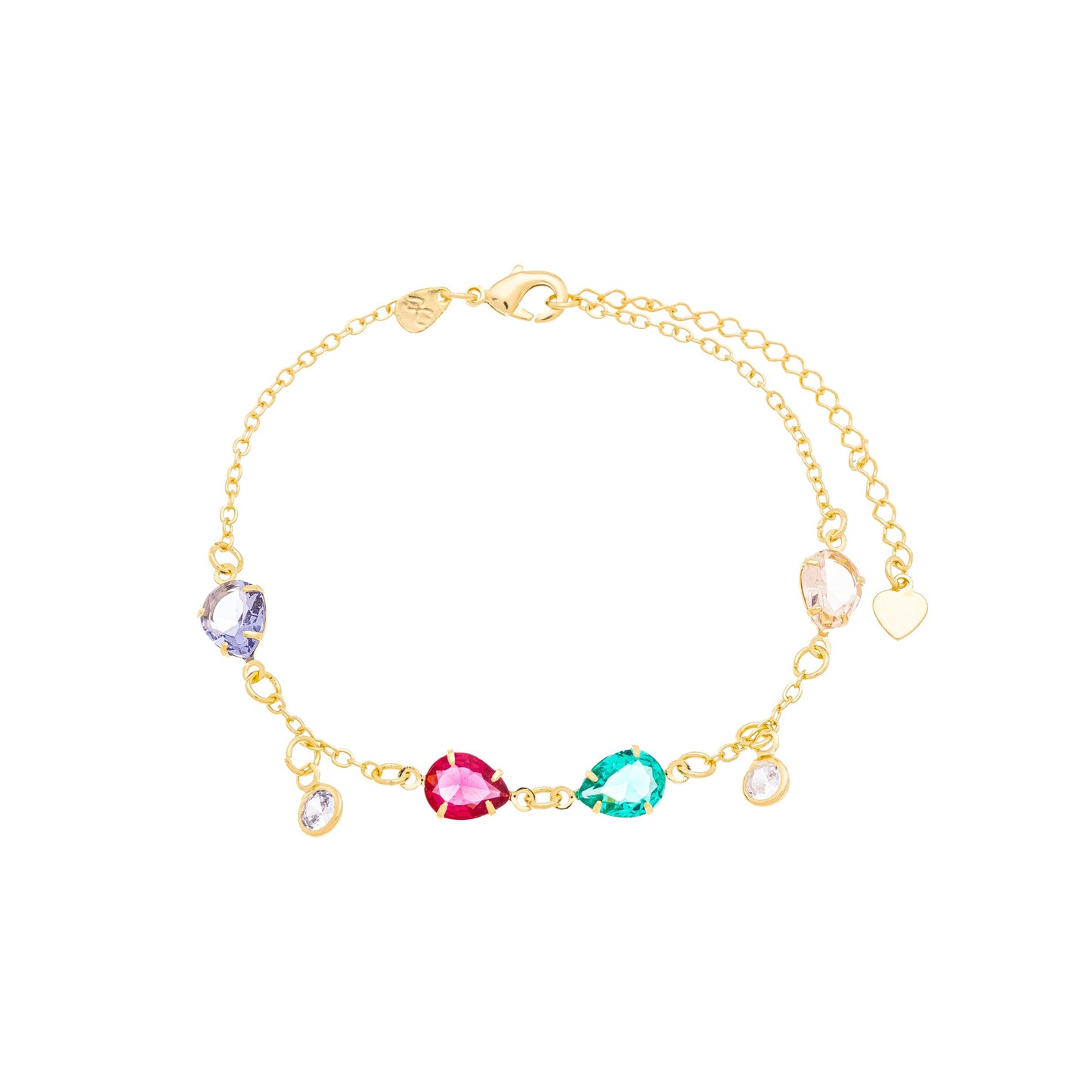 Pulseira com gotas coloridas banhada a ouro 18k