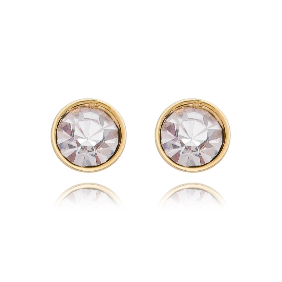 Brinco pedra baby banhado a ouro 18k
