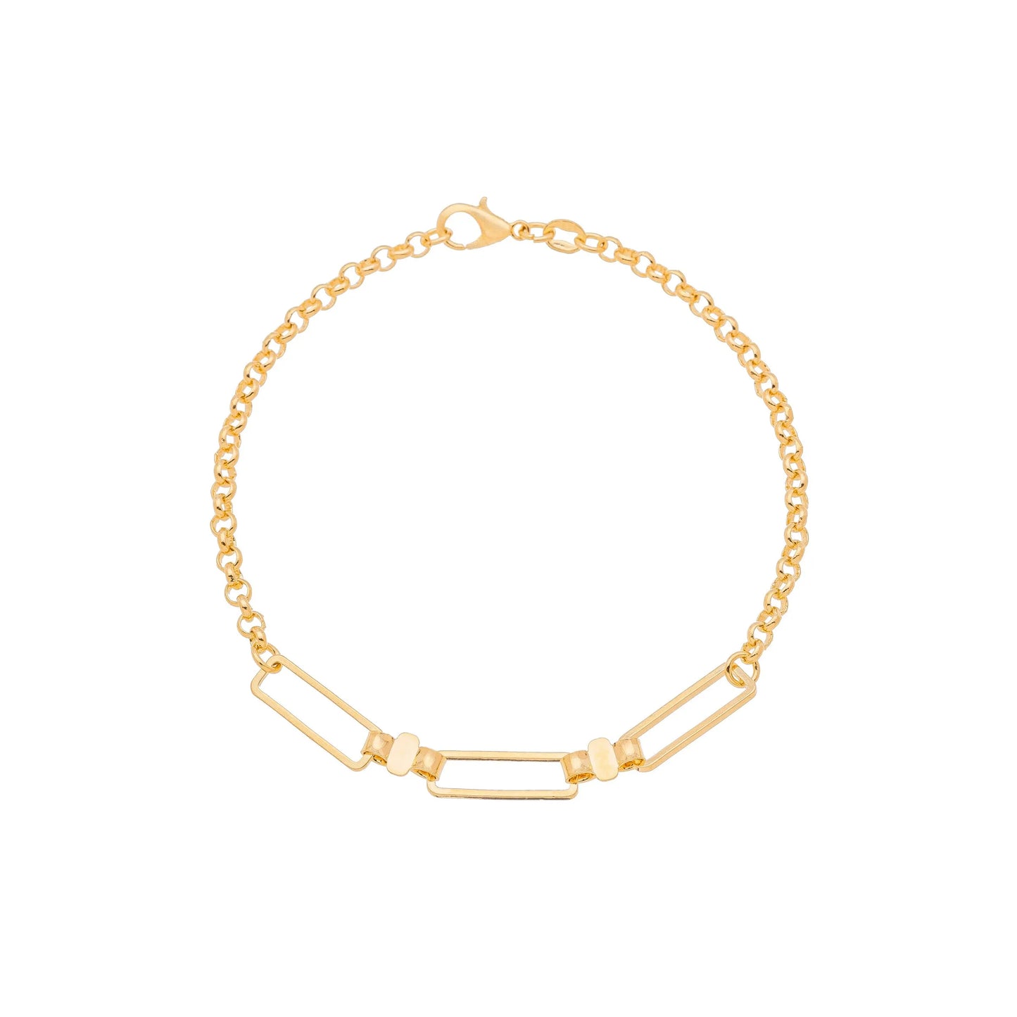 Pulseira retangular banhada a ouro 18k