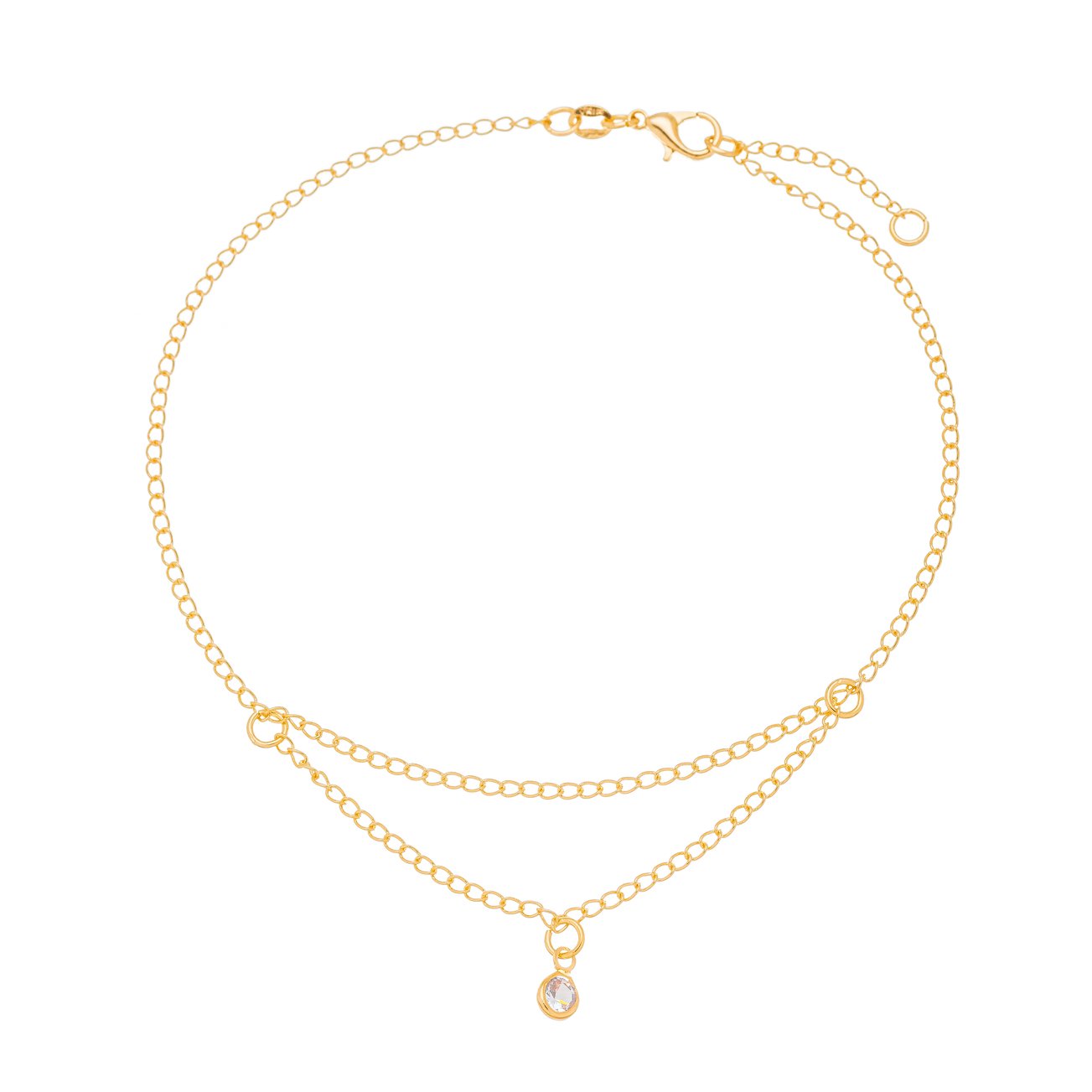 Tornozeleira com ponto de luz banhada a ouro 18k