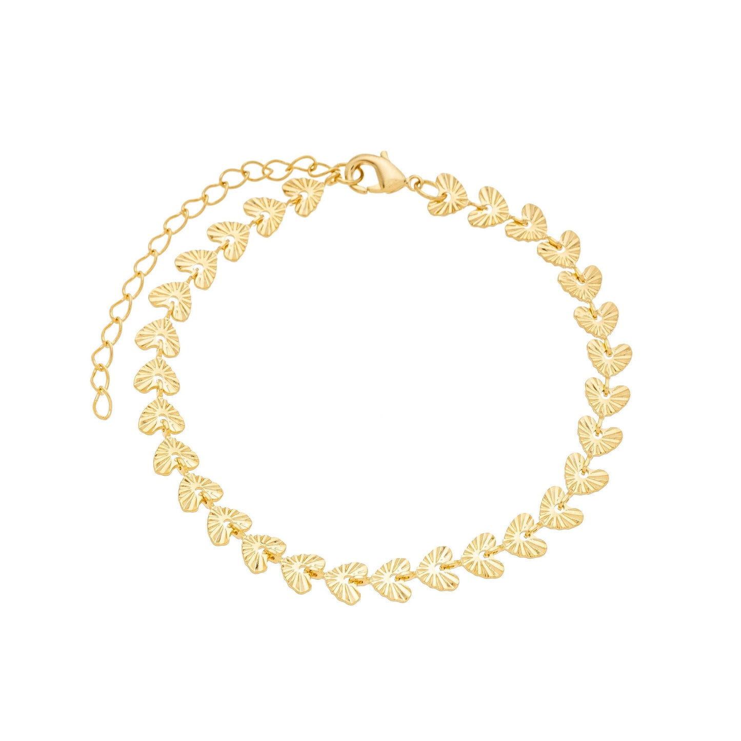 Pulseira corações trabalhados banhada a ouro 18k - Biju & Cia.