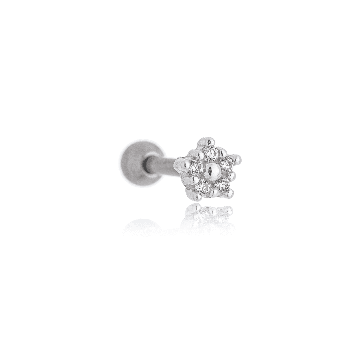 Piercing florzinha com zircônias em prata 925 - Biju & Cia.