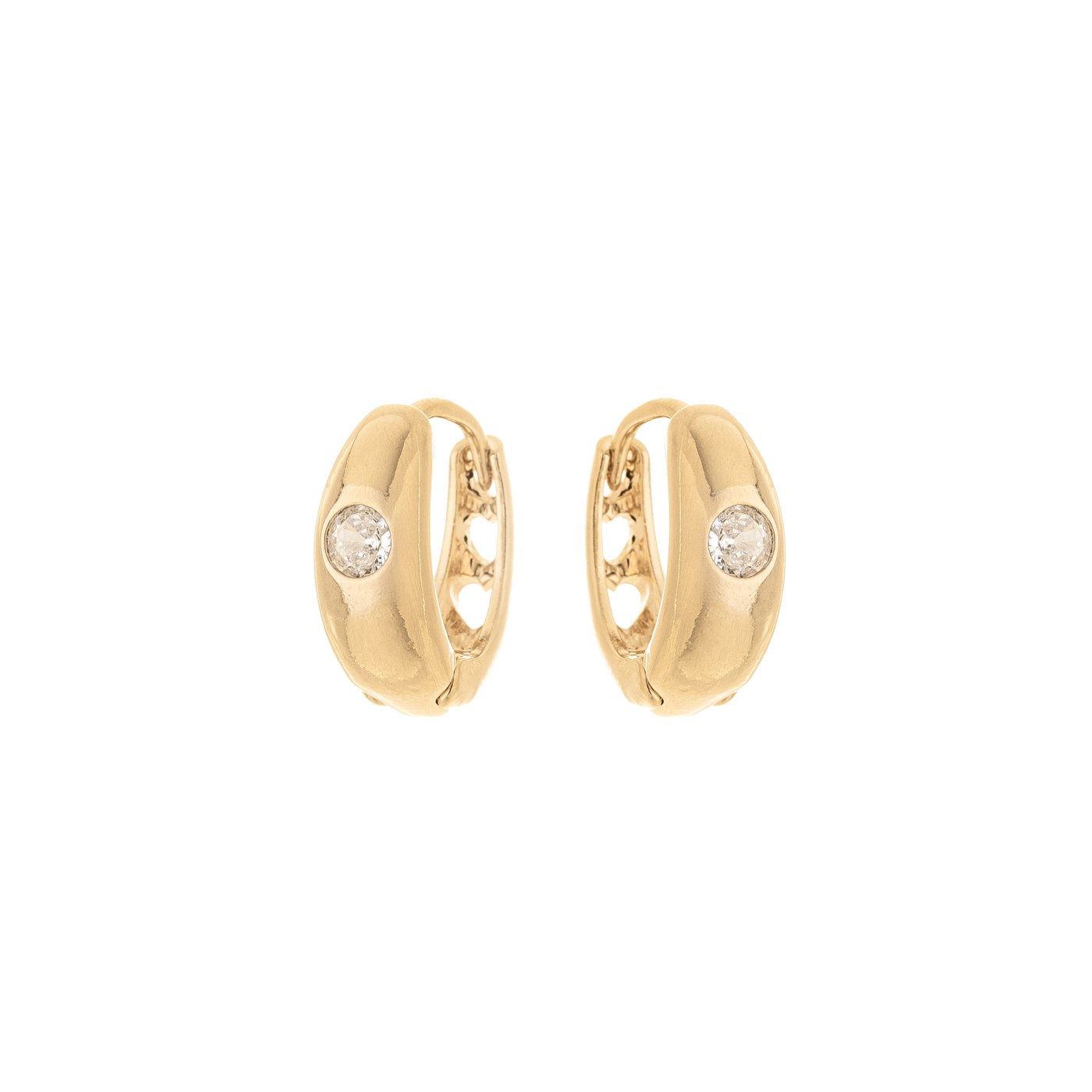 Argola com zircônia banhada a ouro 18k - Biju & Cia.