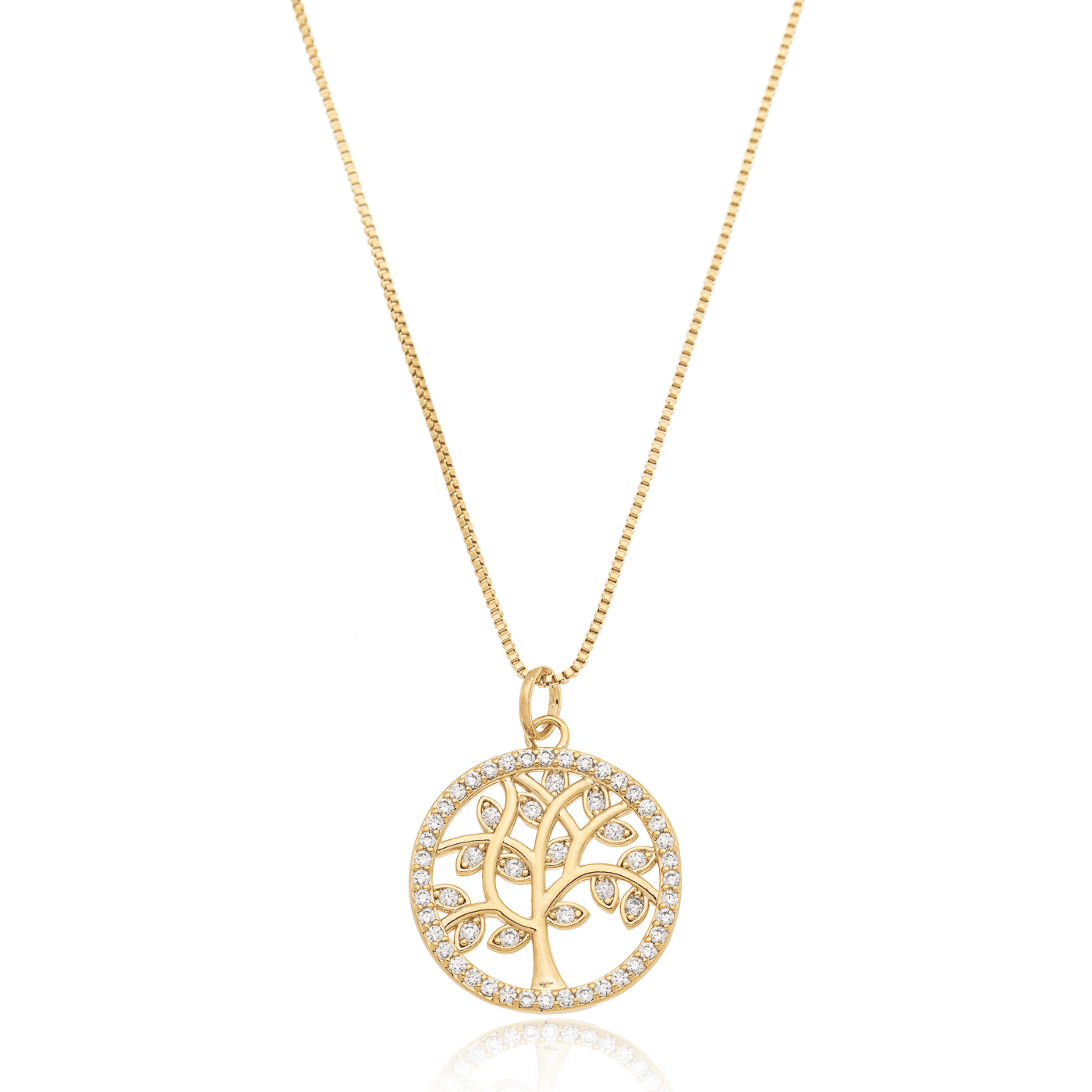 Gargantilha de árvore da vida com zircônias banhada a ouro 18k - Biju & Cia.