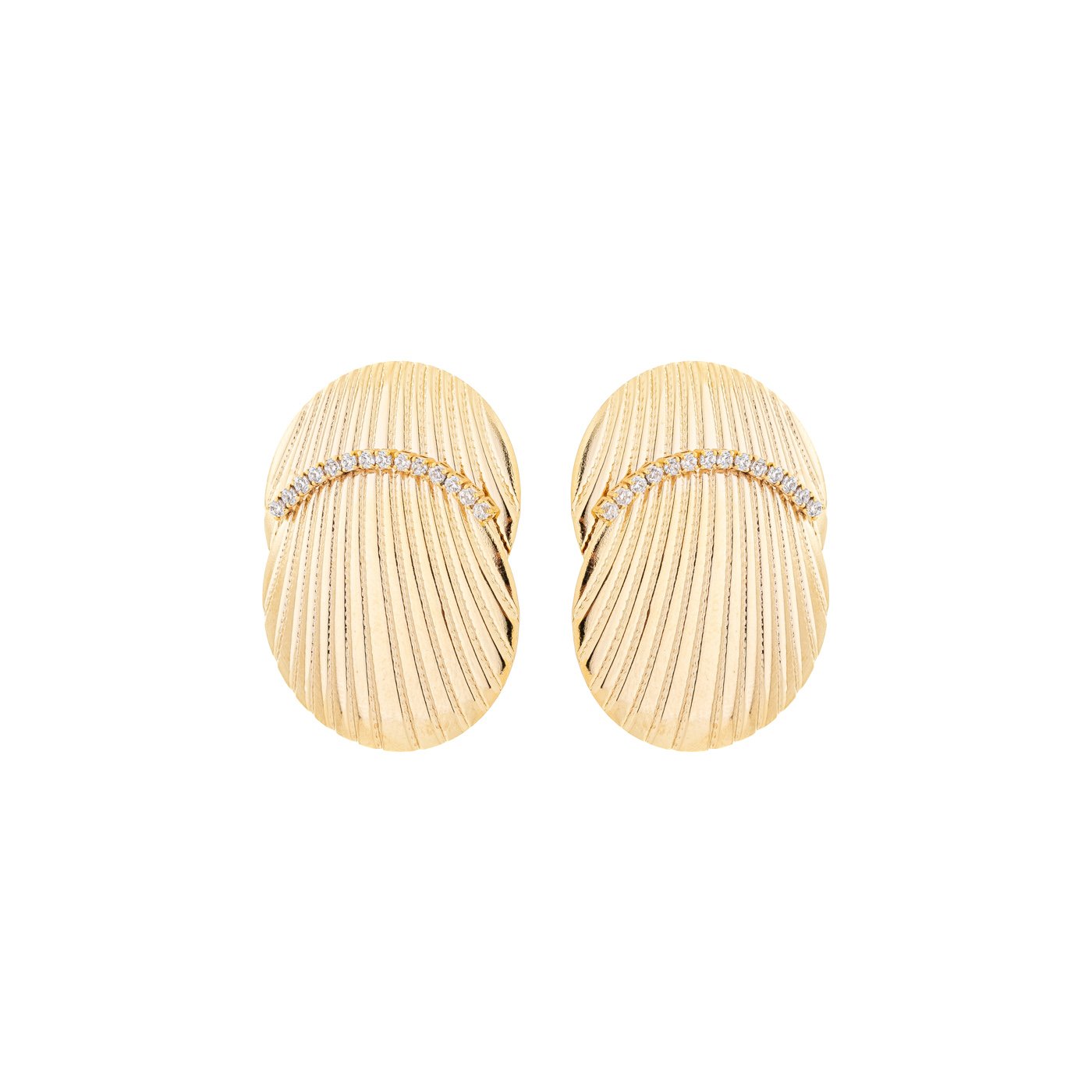 Brinco trabalhado com zircônias banhado a ouro 18k - Biju & Cia.