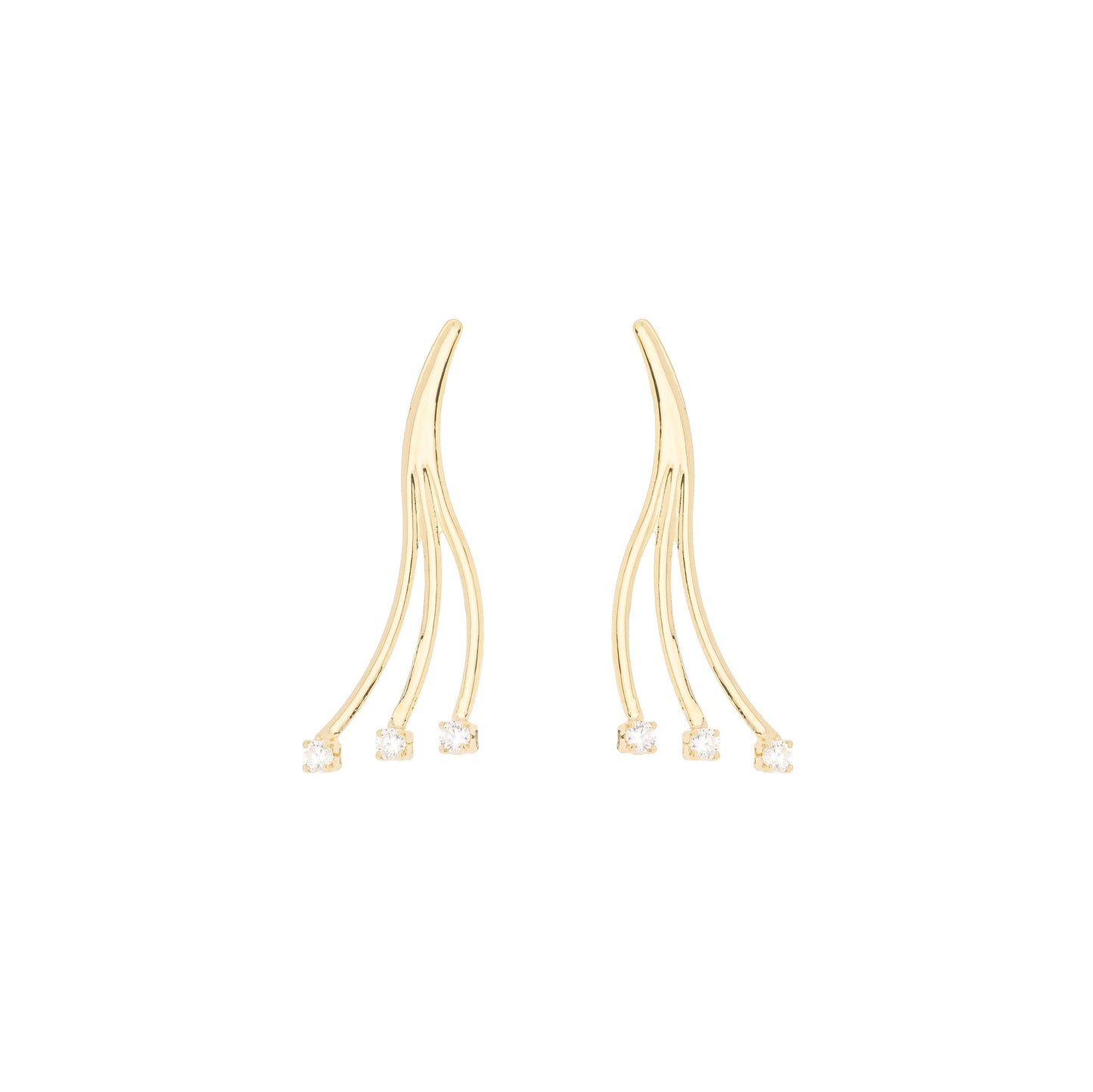 Brinco com zircônias banhado a ouro 18k - Biju & Cia.