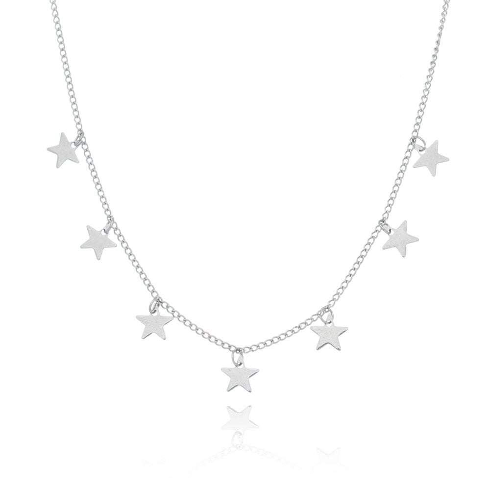 Gargantilha com estrelas em aço inox - Biju & Cia.