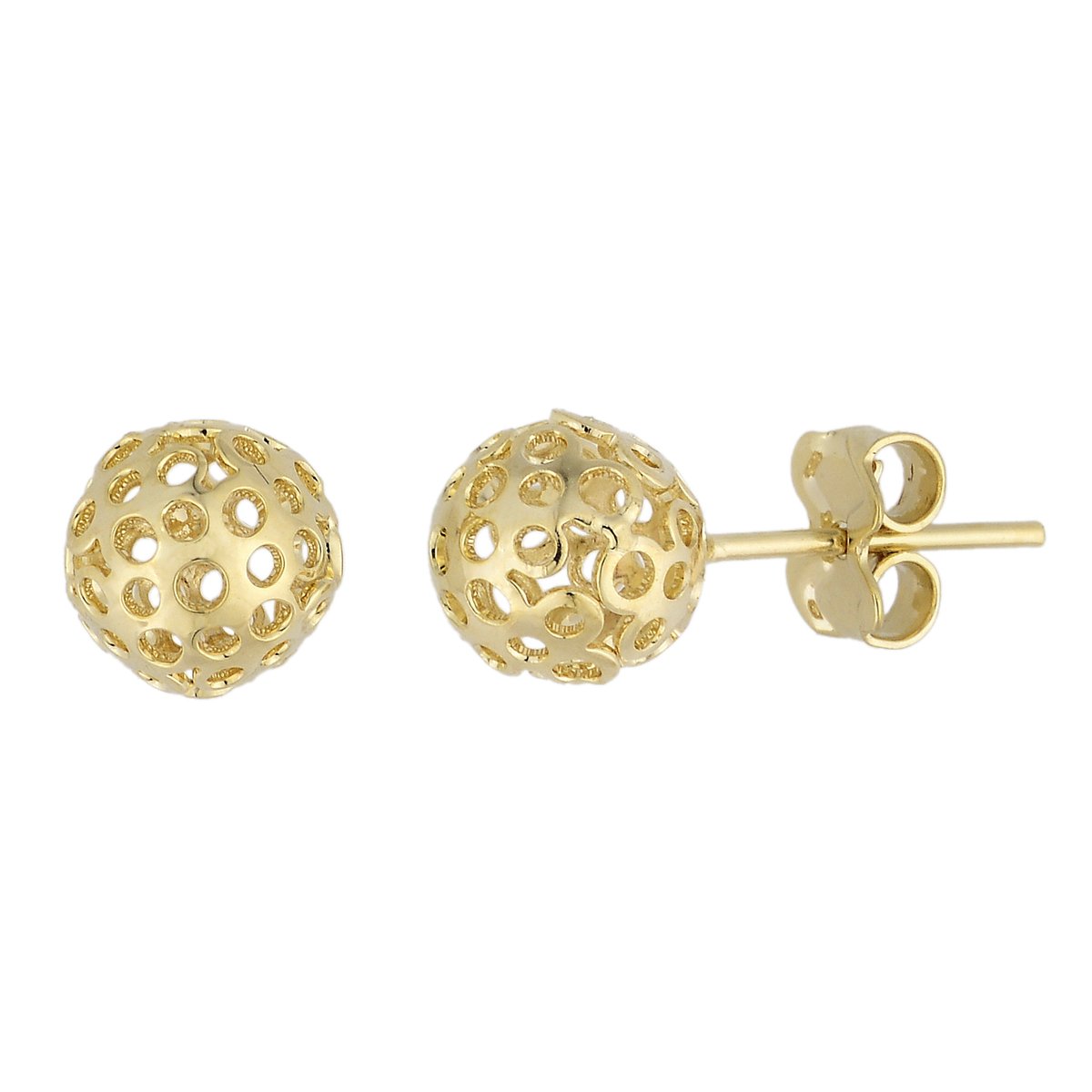 Brinco de bola pequena vazada banhado a ouro 18k - Biju & Cia.