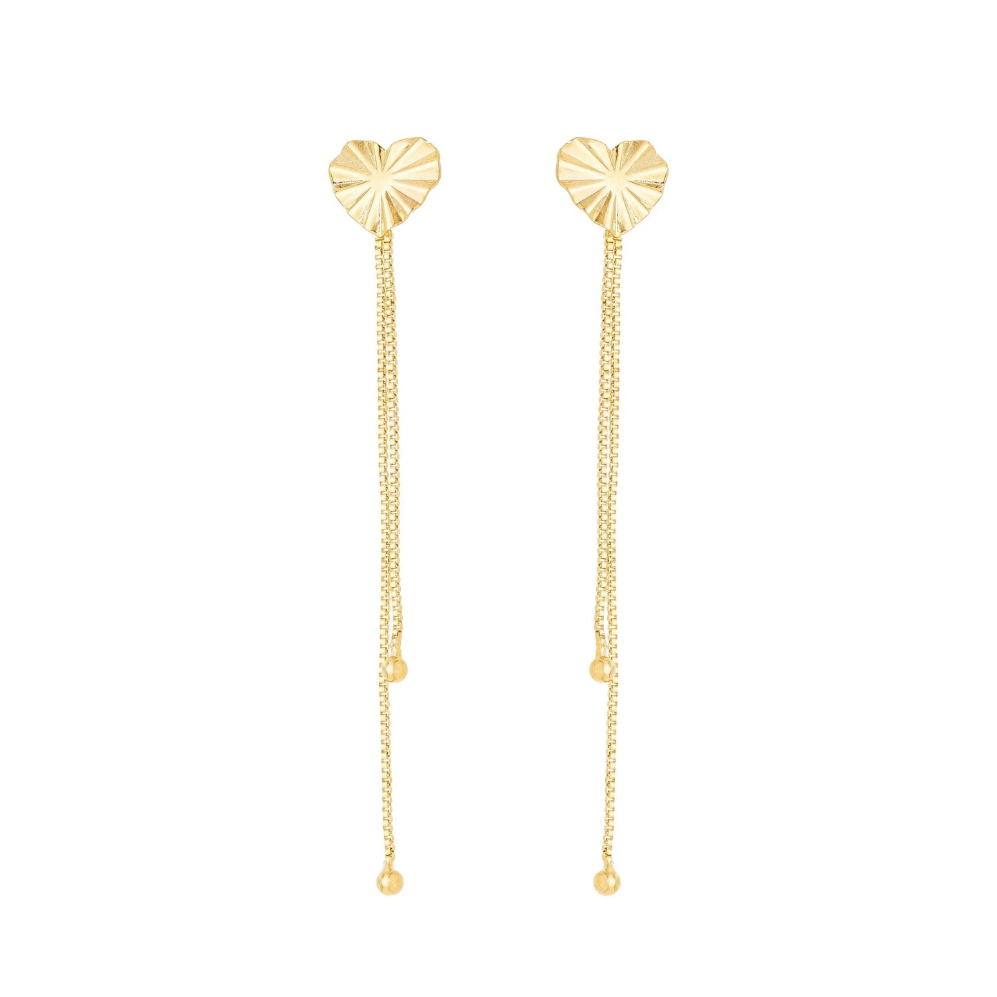 Brinco de corrente com coração banhado a ouro 18k - Biju & Cia.
