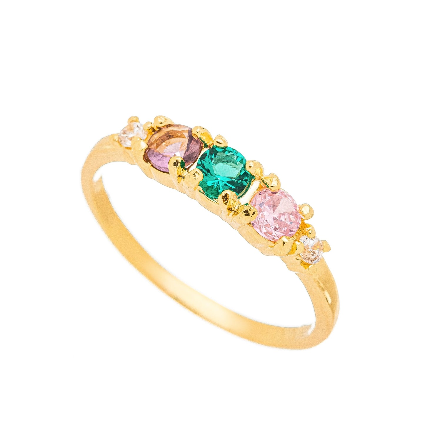 Anel com pedras coloridas banhadas a ouro 18k - Biju & Cia.