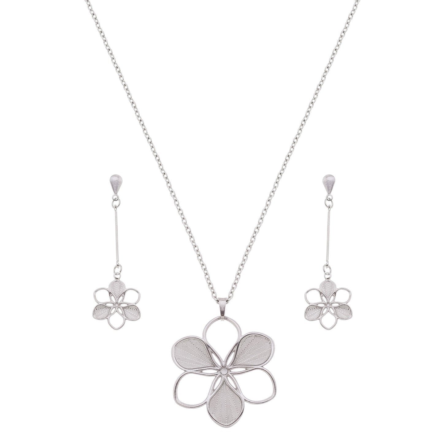 Conjunto de flor em aço inox - Biju & Cia.