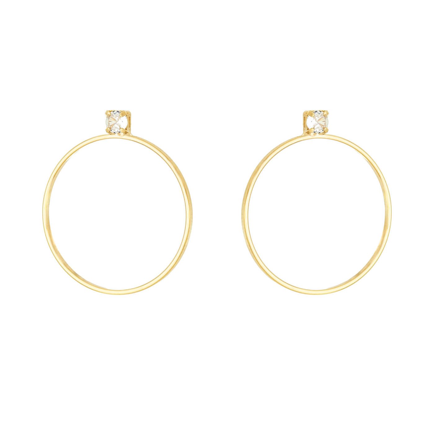 Brinco de círculo com zircônia banhado a ouro 18k - Biju & Cia.