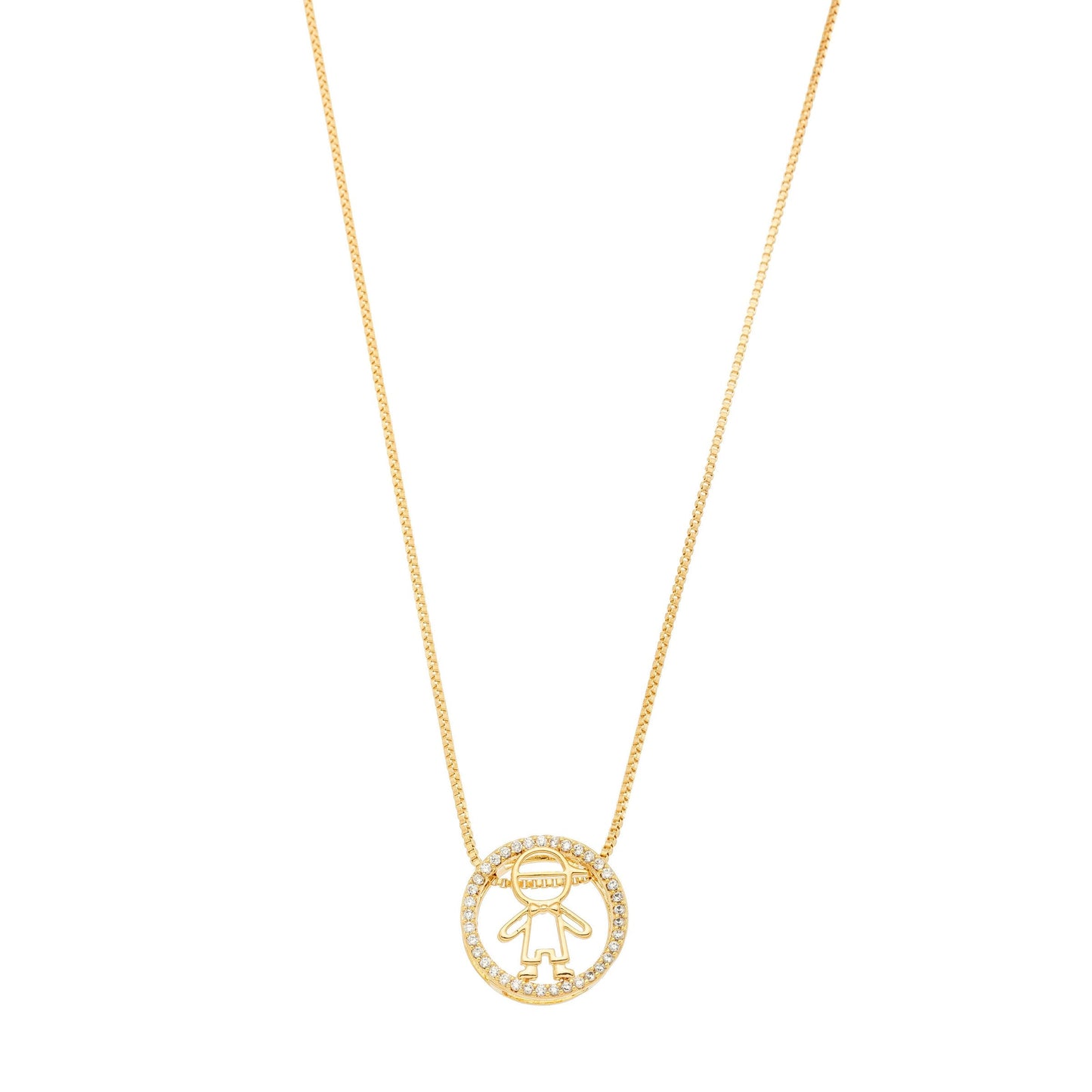 Gargantilha de menino com zircônias banhada a ouro 18k - Biju & Cia.