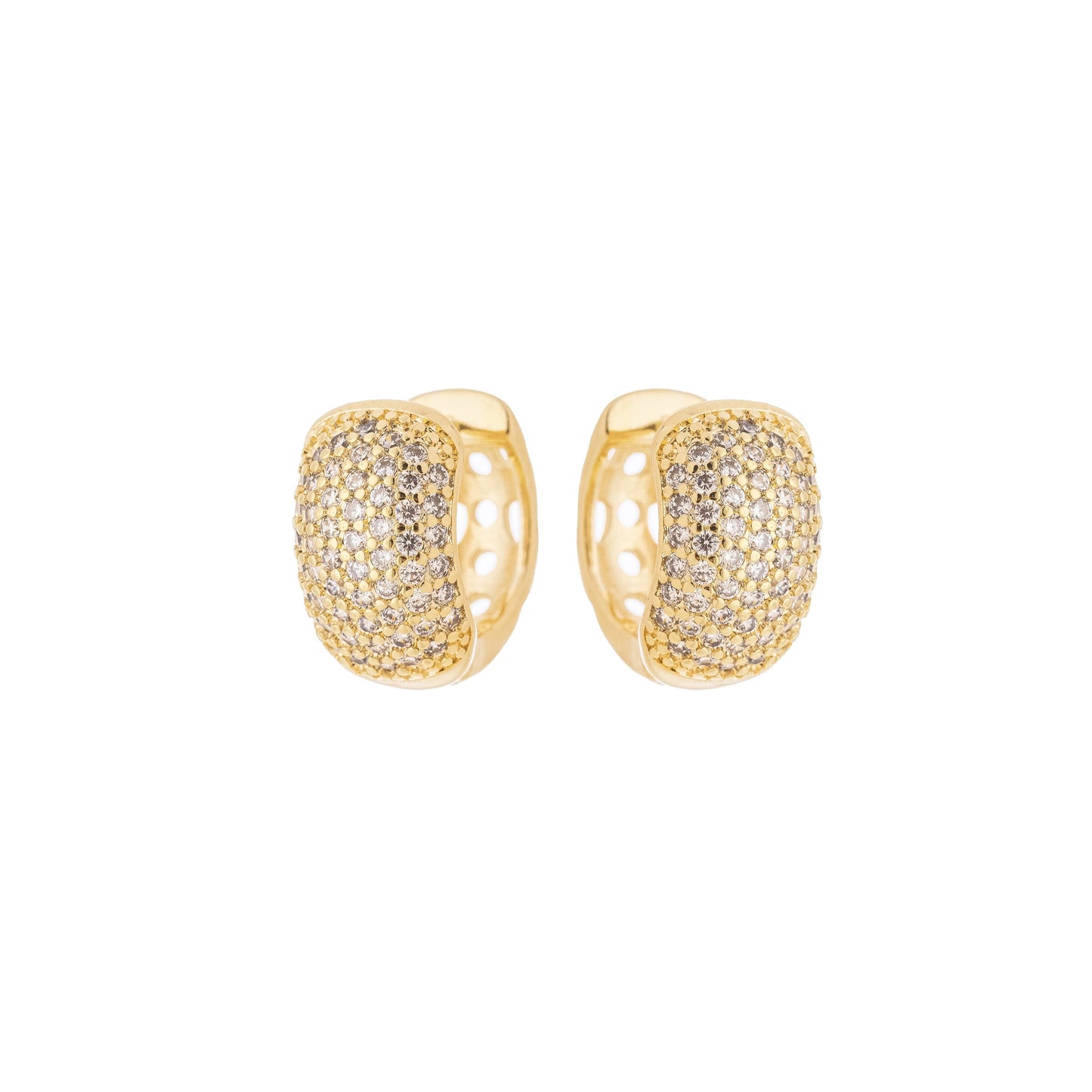 Brinco argola articulada cravejada de zircônias banhado a ouro 18k - Biju & Cia.