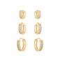 Trio de argolinhas com zircônias banhado a ouro 18k - Biju & Cia.