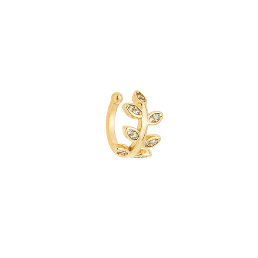 Piercing fake folha com zircônias banhado a ouro 18k - Biju & Cia.
