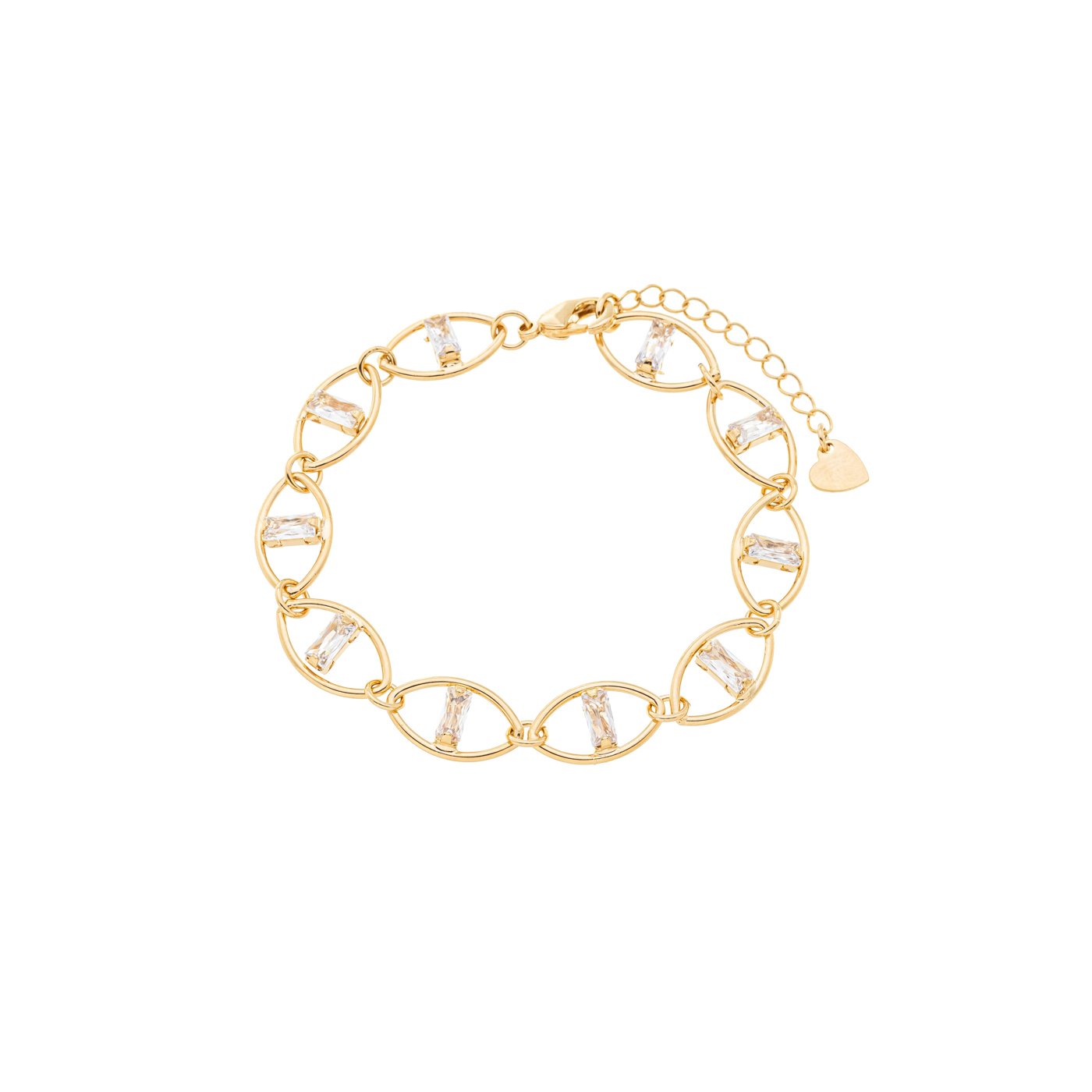 Pulseira navetes com zircônias banhada a ouro 18k - Biju & Cia.